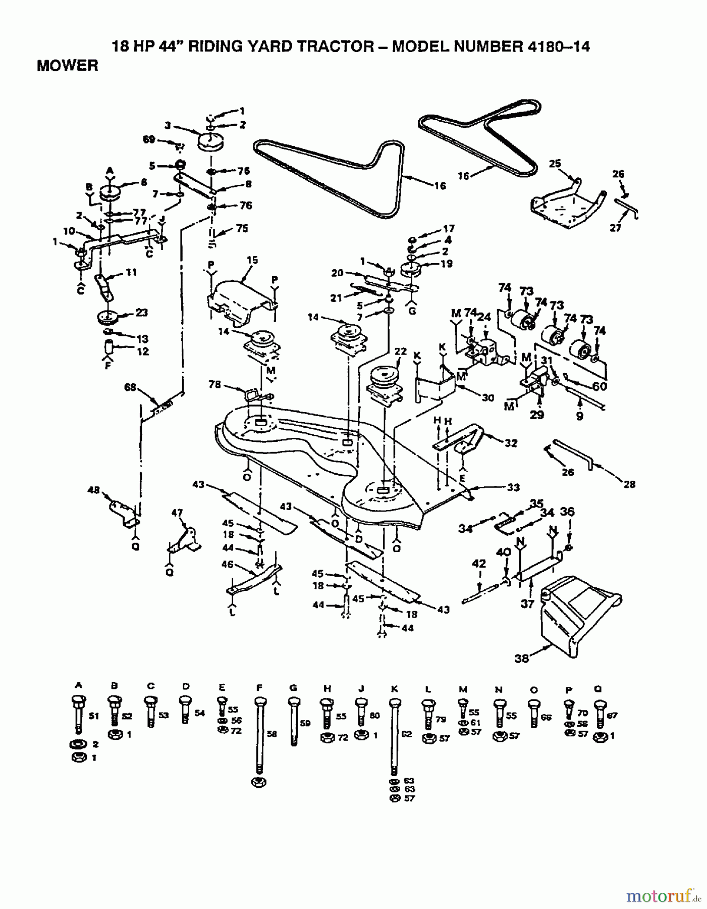 Poulan / Weed Eater Rasen und Gartentraktoren 418014 - Poulan Lawn Tractor (2006-01) MOWER DECK / CUTTING DECK