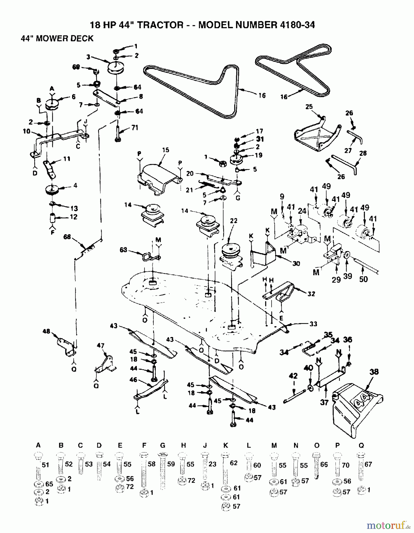 Poulan / Weed Eater Rasen und Gartentraktoren 418034 - Poulan Lawn Tractor (2006-01) MOWER DECK / CUTTING DECK