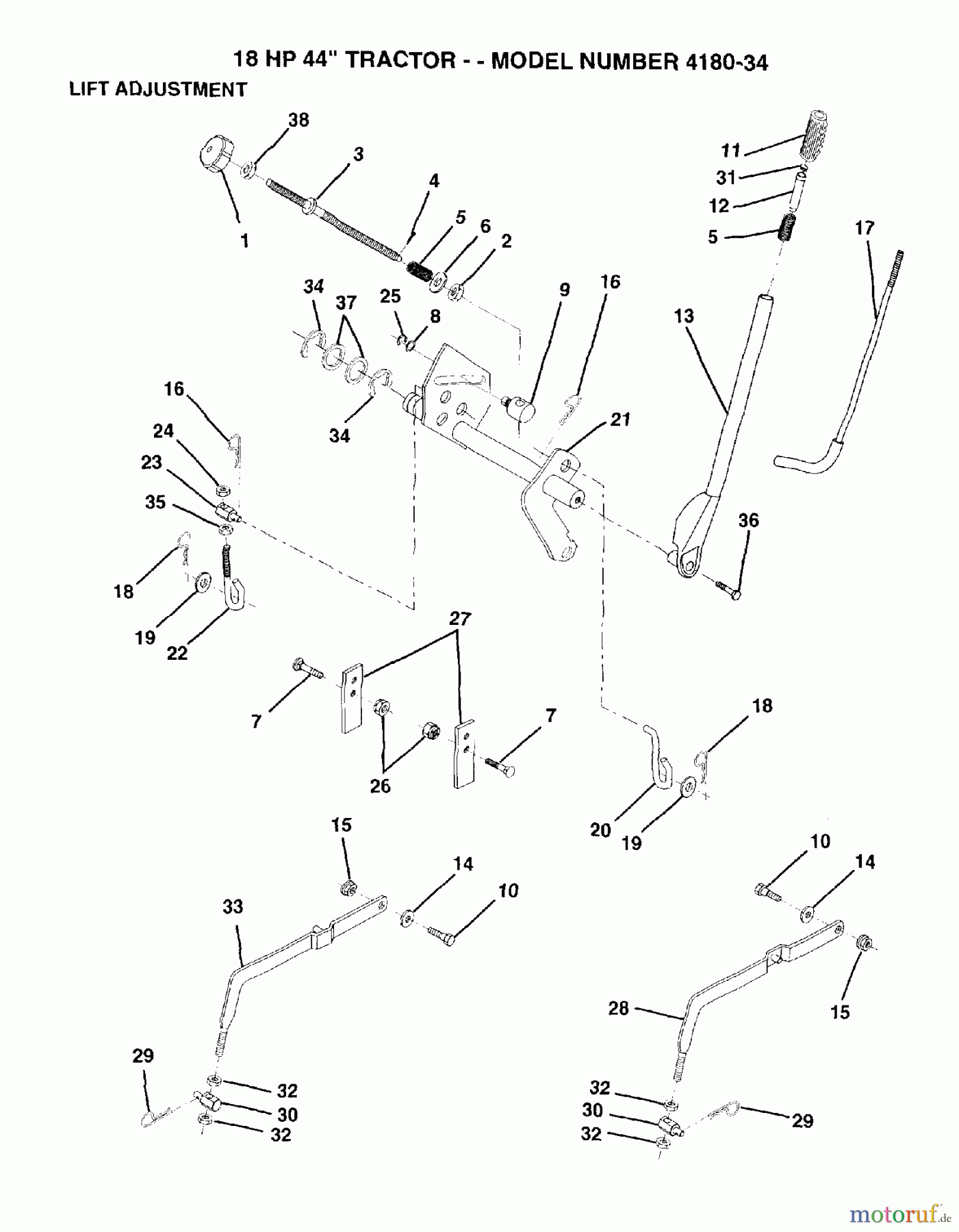 Poulan / Weed Eater Rasen und Gartentraktoren 418034 - Poulan Lawn Tractor (2006-01) MOWER LIFT LEVER