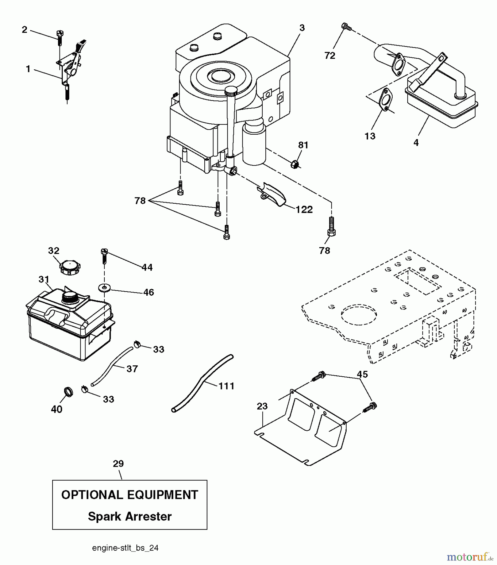 Poulan / Weed Eater Rasen und Gartentraktoren PB17542LT (96012012500) - Poulan Pro Lawn Tractor (2012-08) ENGINE
