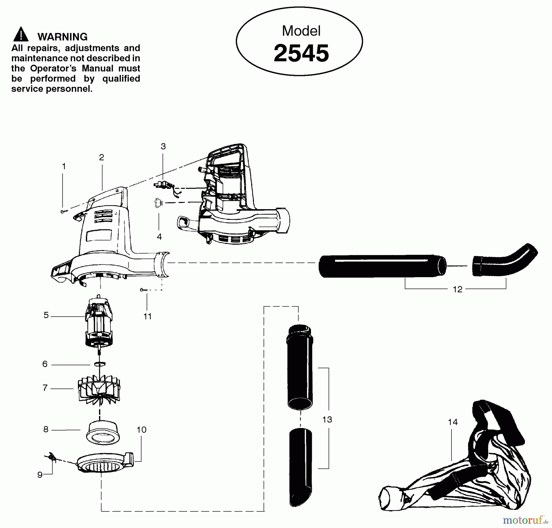 Poulan / Weed Eater Bläser / Sauger / Häcksler / Mulchgeräte 2545 - Weed Eater Electric Blower Electirc Blower Assembly