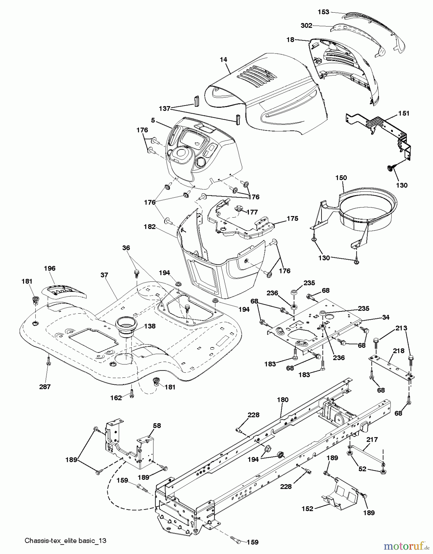 Poulan / Weed Eater Rasen und Gartentraktoren PB195A46LT (96042014700) - Poulan Pro Lawn Tractor (2012-11) CHASSIS ENCLOSURES