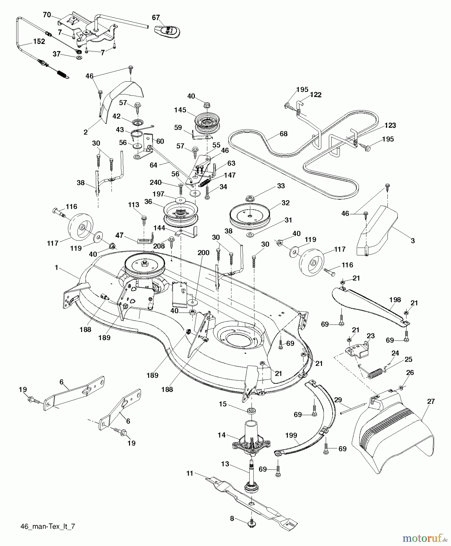  Poulan / Weed Eater Rasen und Gartentraktoren PB195A46LT (96042014700) - Poulan Pro Lawn Tractor (2012-11) MOWER DECK / CUTTING DECK