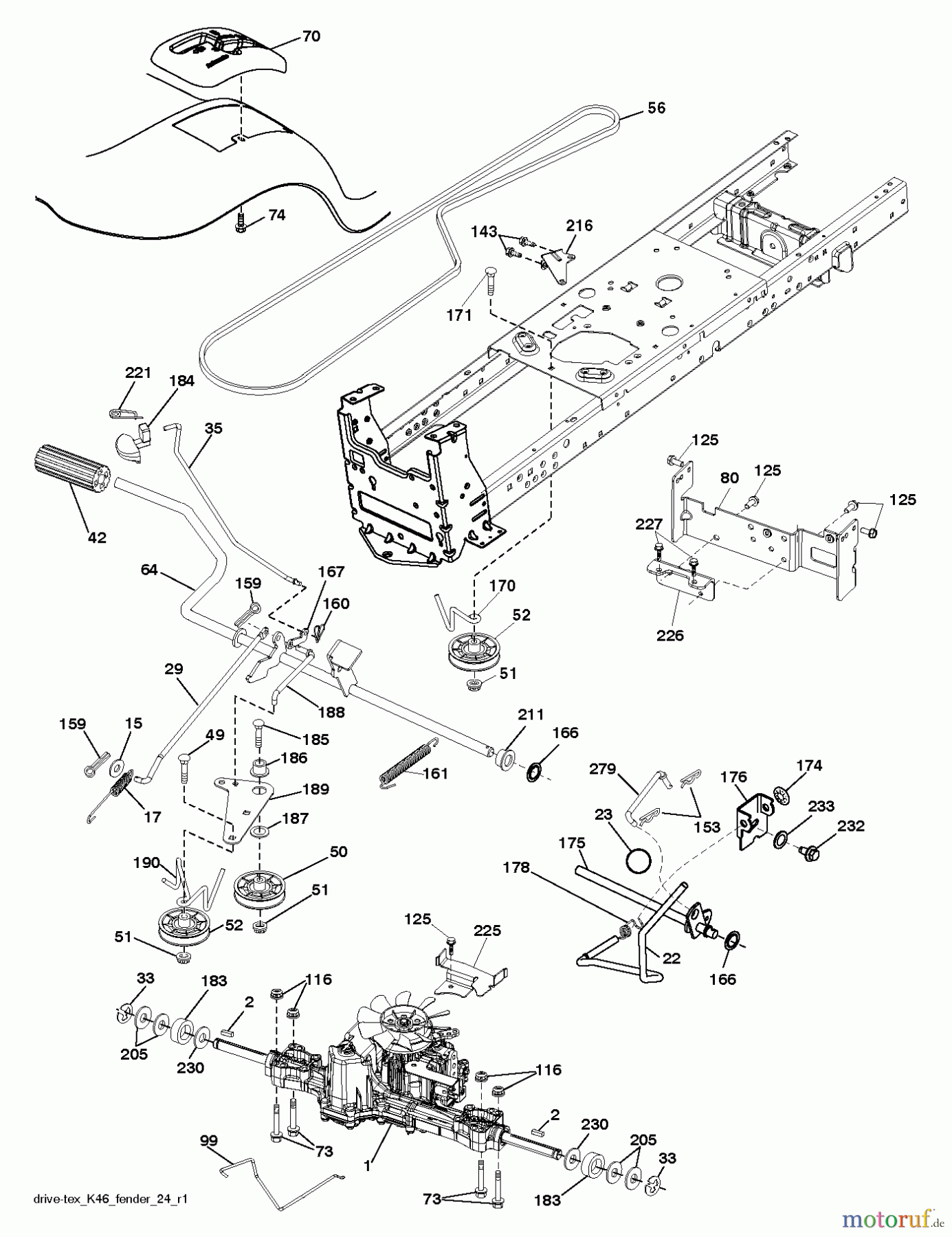  Poulan / Weed Eater Rasen und Gartentraktoren PB195H42LT (96042012303) - Poulan Pro Lawn Tractor (2011-07) DRIVE