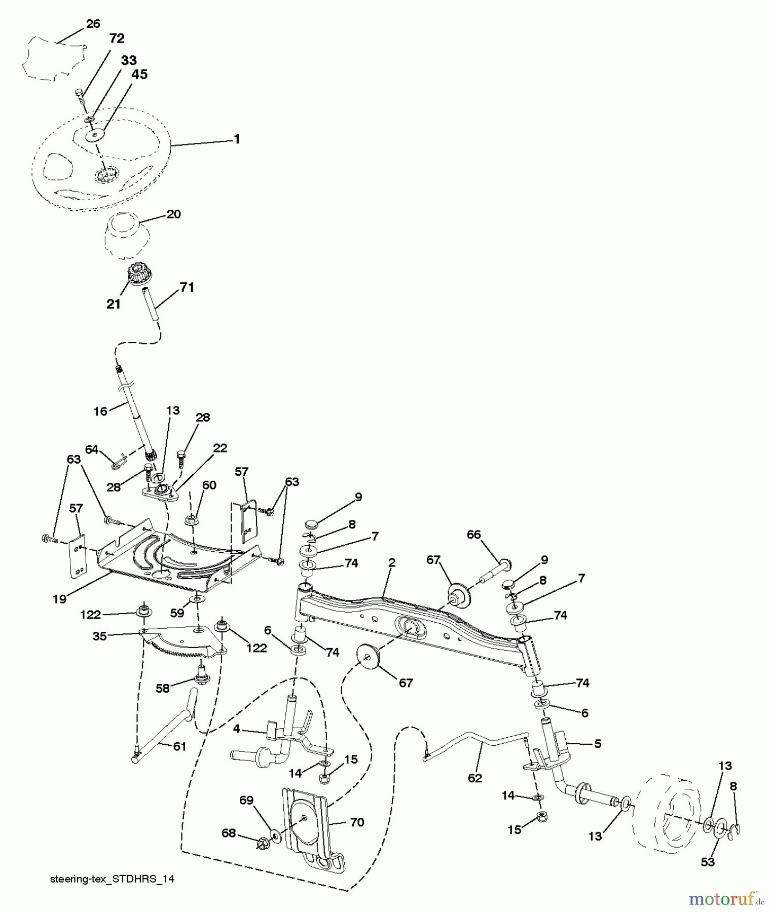 Poulan / Weed Eater Rasen und Gartentraktoren PB20A42LT (96048004901) - Poulan Pro Lawn Tractor (2013-01) STEERING