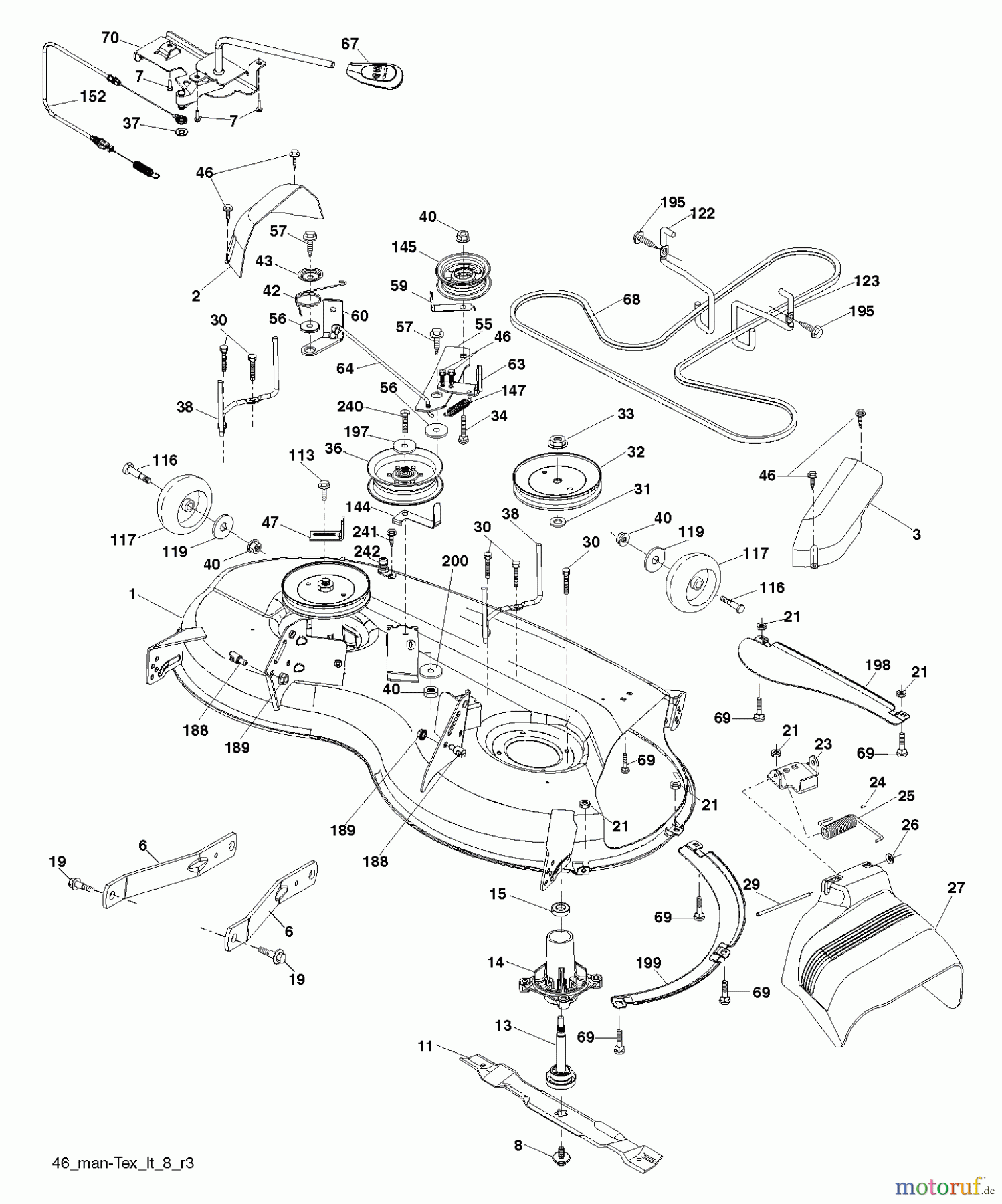 Poulan / Weed Eater Rasen und Gartentraktoren PB20A46LT (96048005001) - Poulan Pro Lawn Tractor (2013-01) MOWER DECK / CUTTING DECK