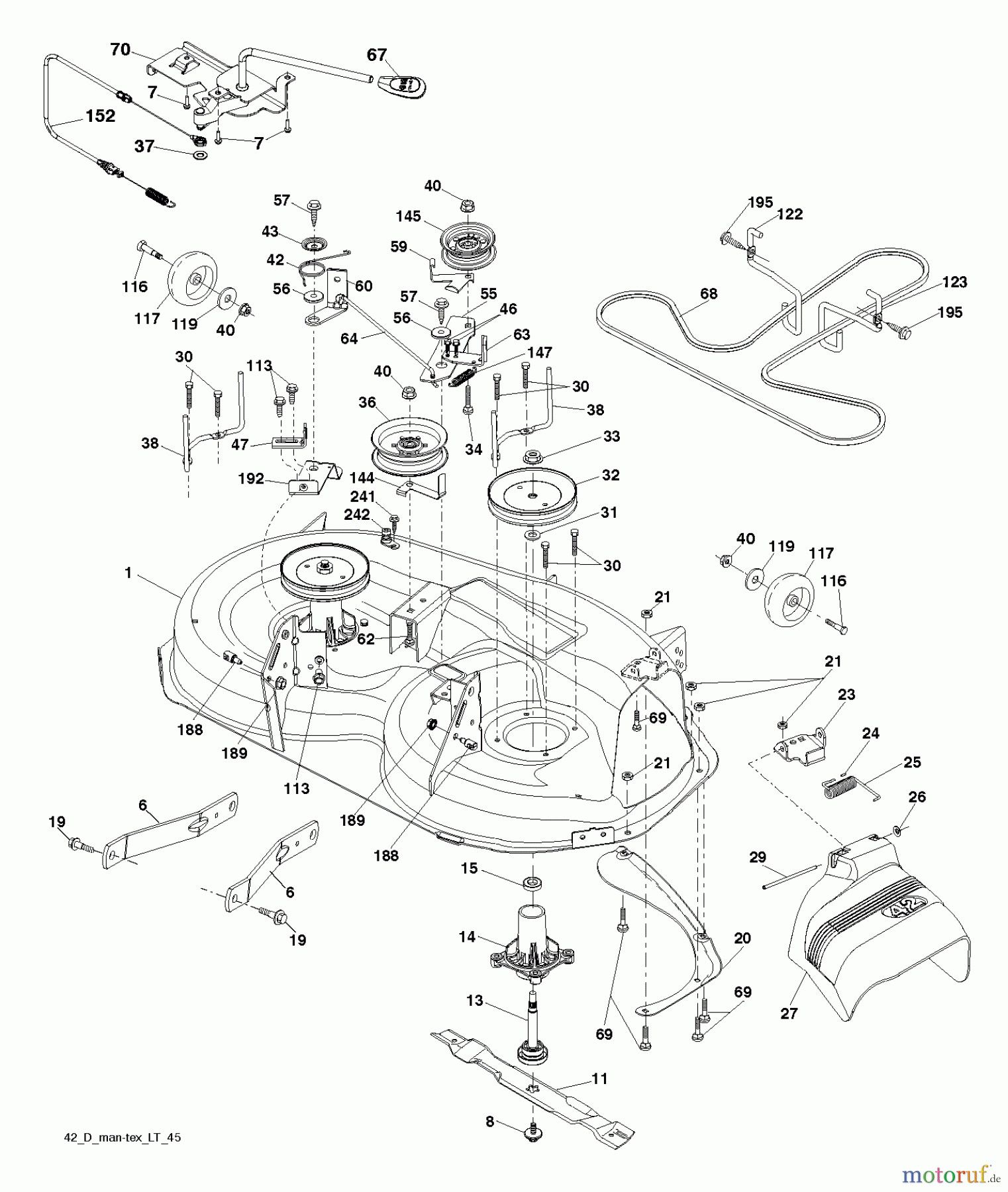 Poulan / Weed Eater Rasen und Gartentraktoren PB20H42LT (96042014800) - Poulan Pro Lawn Tractor (2012-08) MOWER DECK / CUTTING DECK