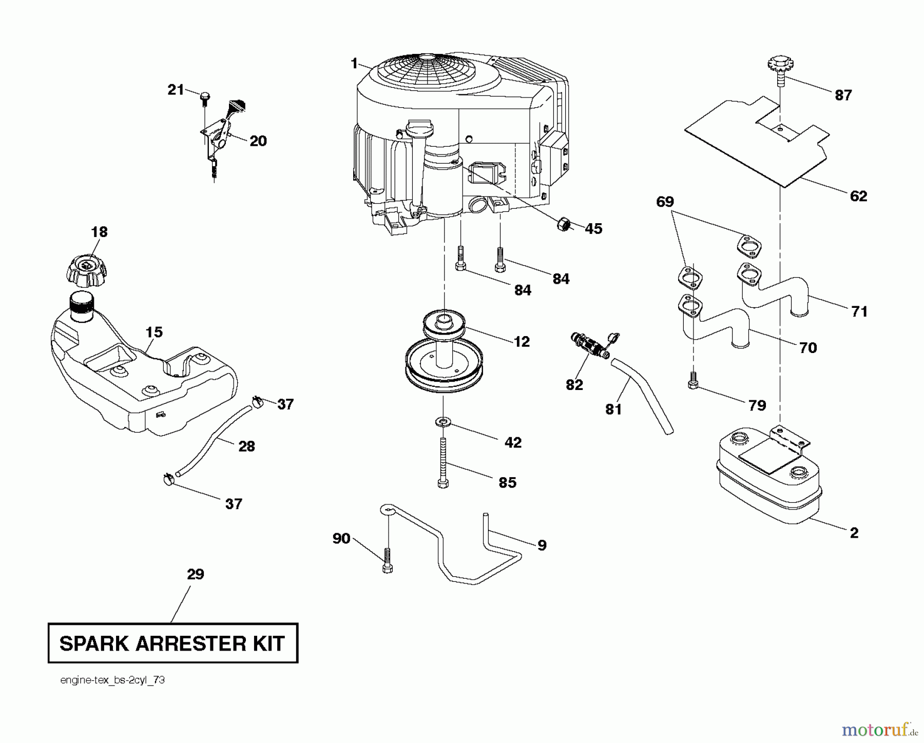 Poulan / Weed Eater Rasen und Gartentraktoren PB20H42YT (96042012403) - Poulan Pro Lawn Tractor (2011-08) ENGINE