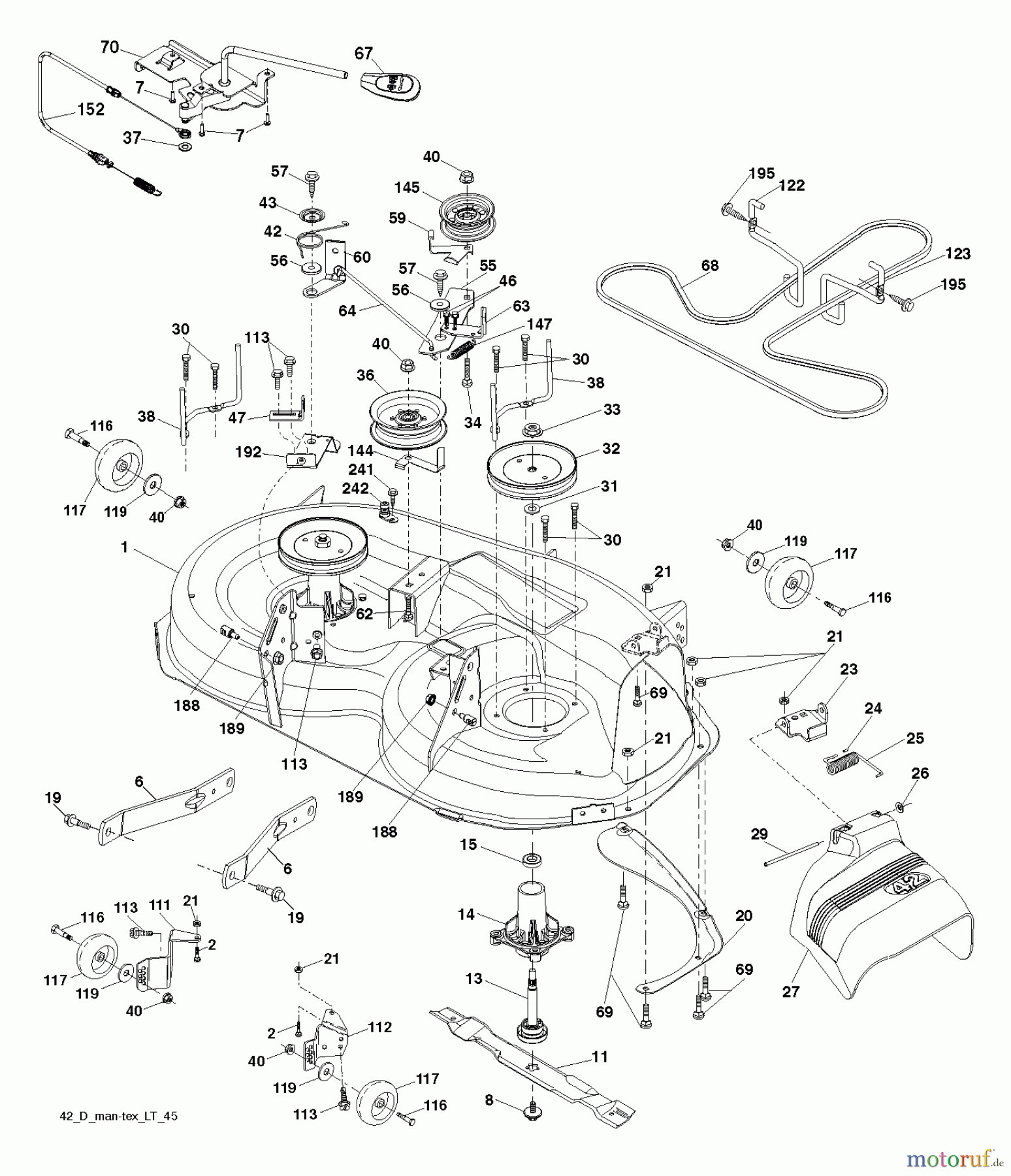 Poulan / Weed Eater Rasen und Gartentraktoren PB20H42YT (96042013701) - Poulan Pro Lawn Tractor (2011-07) MOWER DECK / CUTTING DECK