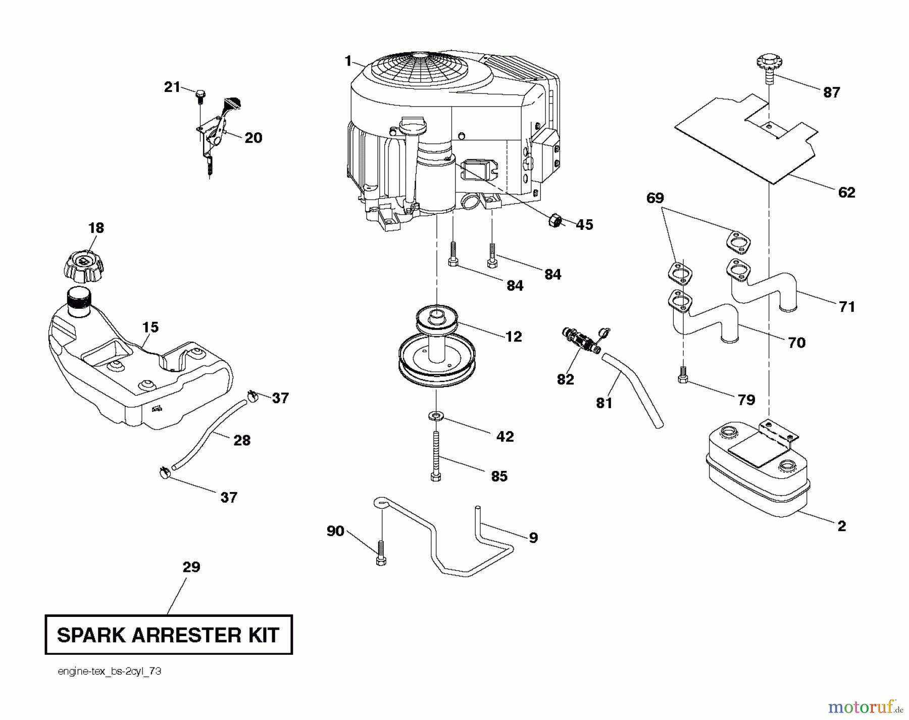 Poulan / Weed Eater Rasen und Gartentraktoren PB22H42YT (96048002900) - Poulan Pro Lawn Tractor (2012-01) ENGINE