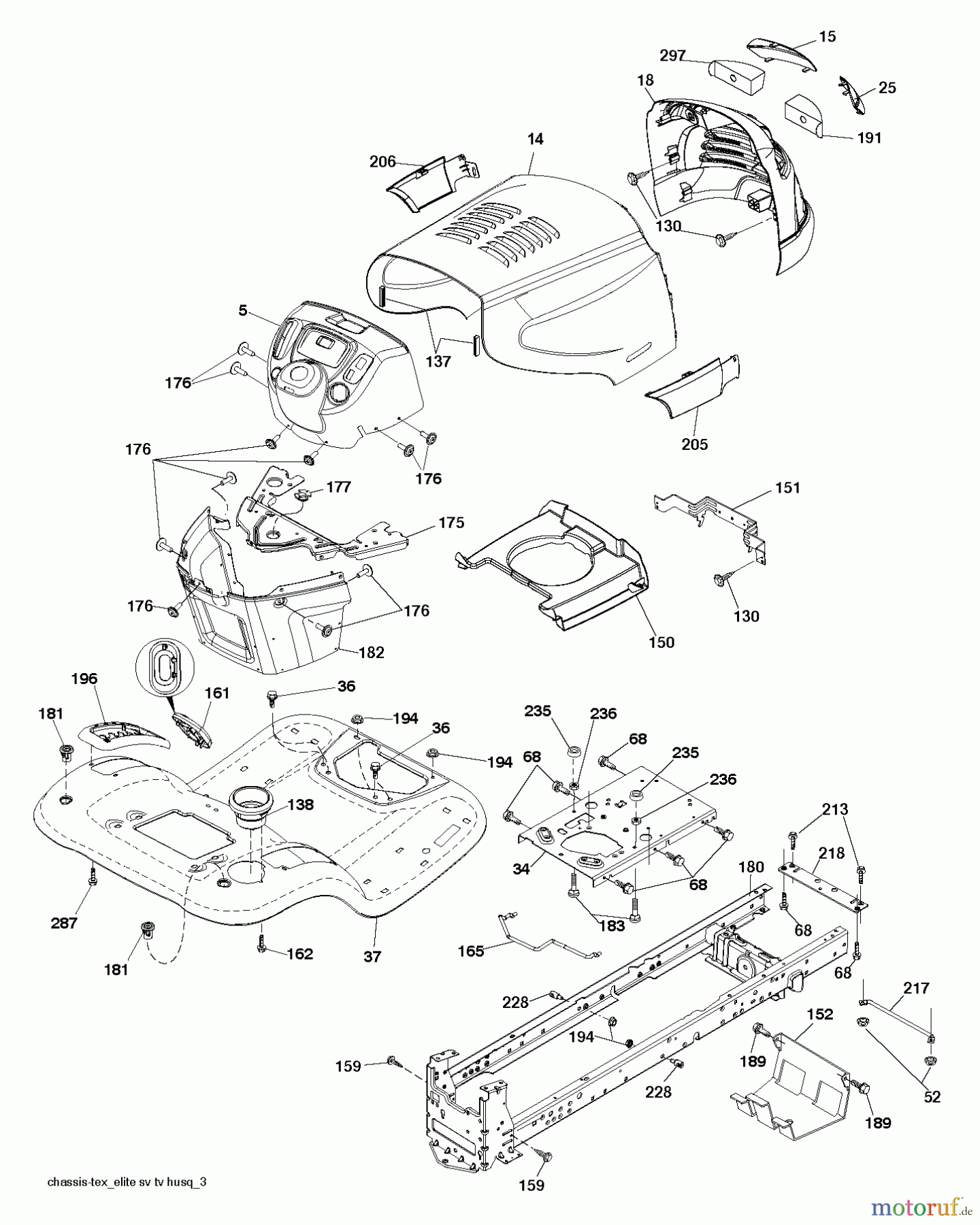 Poulan / Weed Eater Rasen und Gartentraktoren PB22H46YT (96042012501) - Poulan Pro Lawn Tractor (2010-12) CHASSIS / FRAME