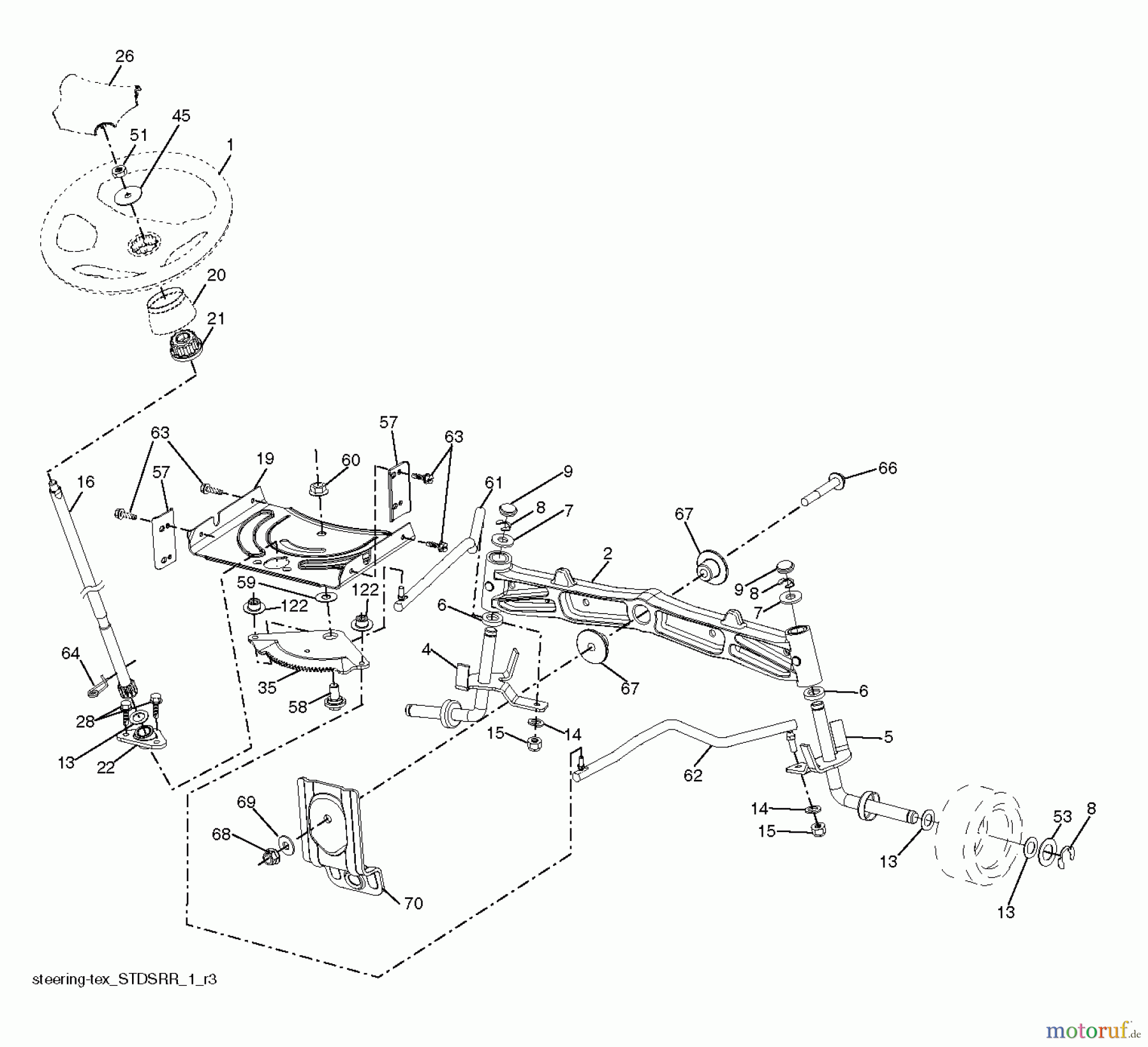 Poulan / Weed Eater Rasen und Gartentraktoren PB22H46YT (96042012503) - Poulan Pro Lawn Tractor (2012-10) STEERING