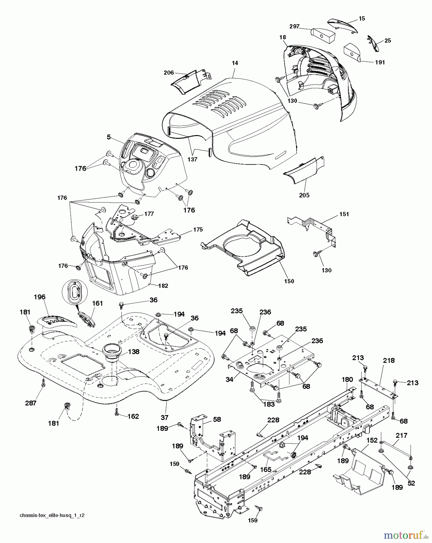 Poulan / Weed Eater Rasen und Gartentraktoren PB23H46YT (96048003100) - Poulan Pro Lawn Tractor (2012-02) CHASSIS / FRAME