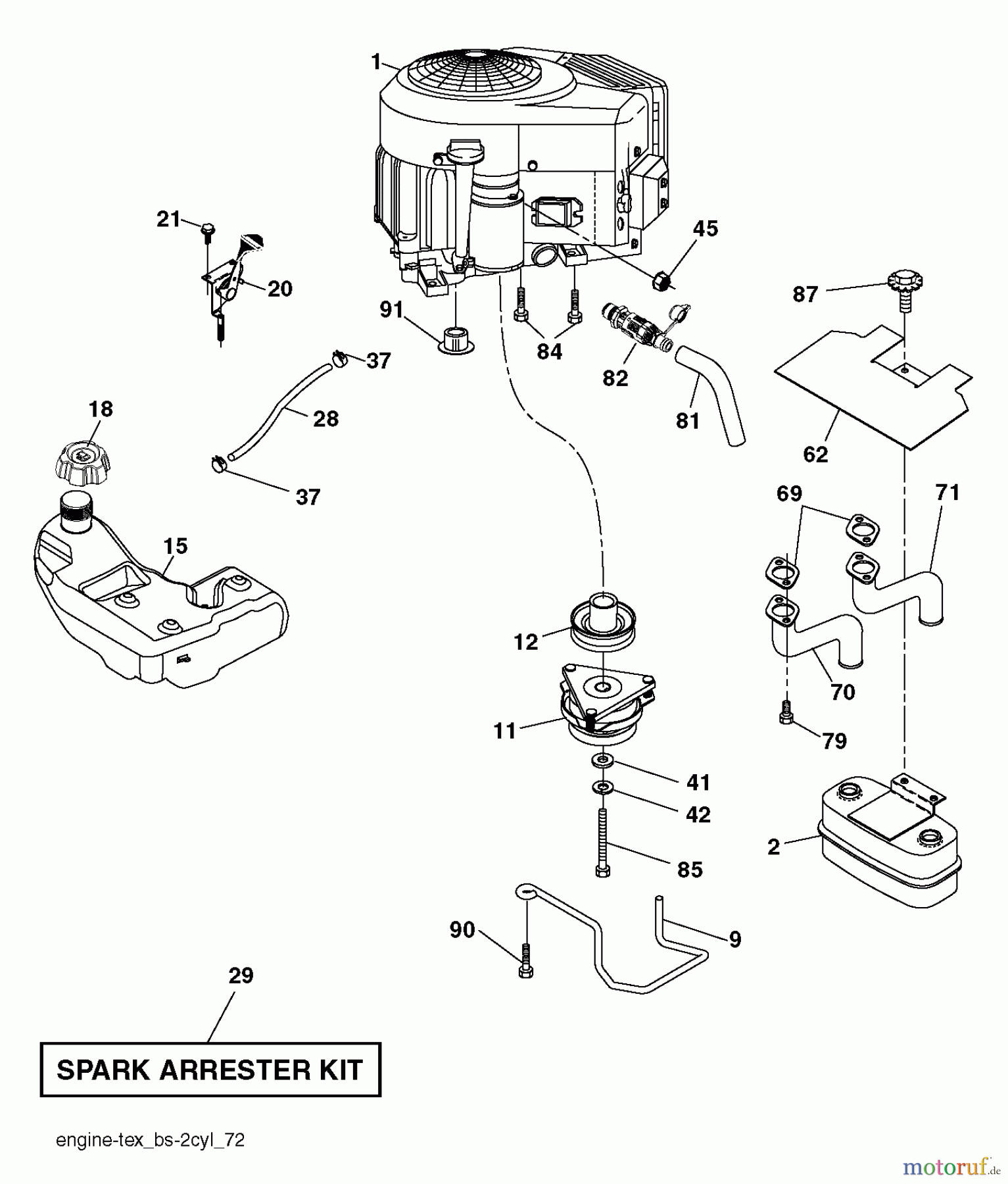 Poulan / Weed Eater Rasen und Gartentraktoren PB23H48YT (96042012602) - Poulan Pro Lawn Tractor (2011-08) ENGINE