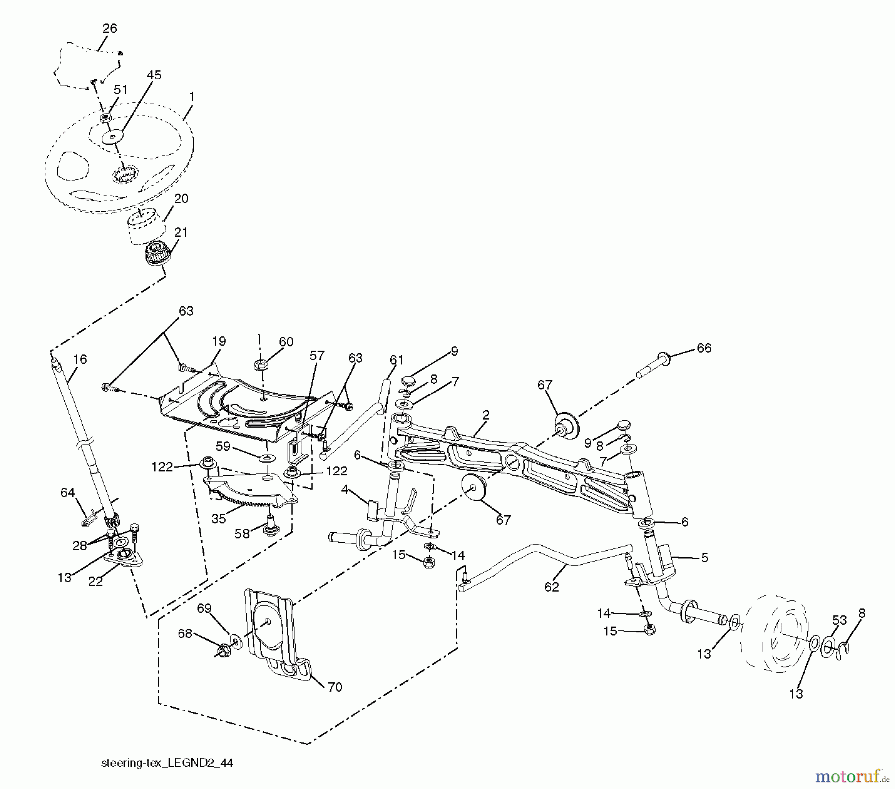 Poulan / Weed Eater Rasen und Gartentraktoren PB23H48YT (96042012604) - Poulan Pro Lawn Tractor (2013-04) STEERING