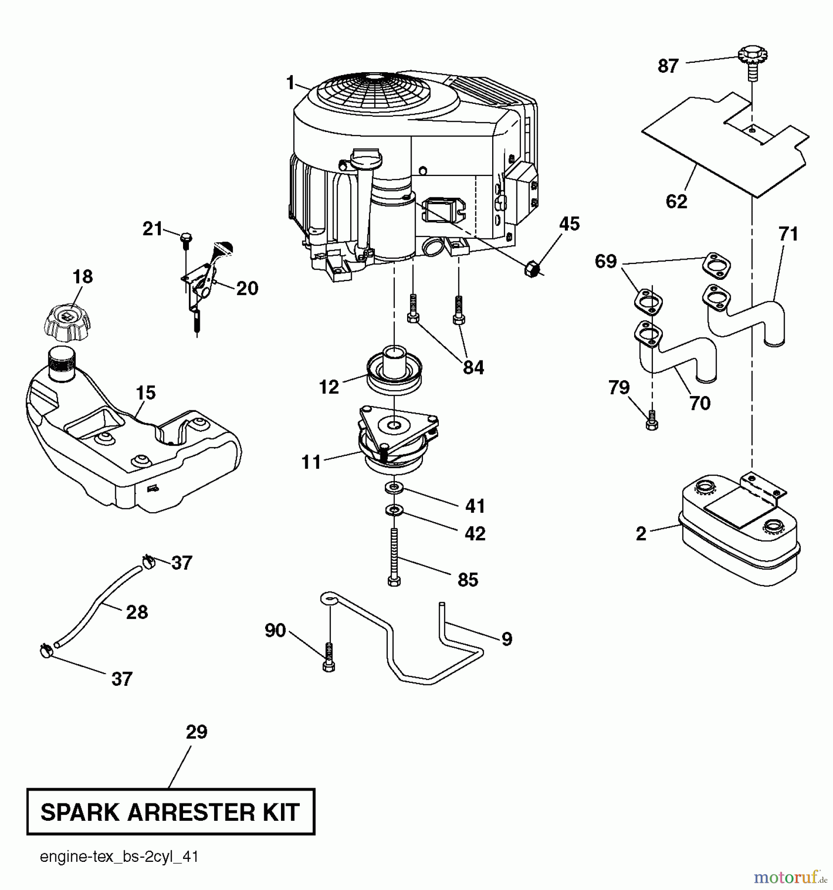Poulan / Weed Eater Rasen und Gartentraktoren PB26H54YT (96042012702) - Poulan Pro Lawn Tractor (2011-07) ENGINE
