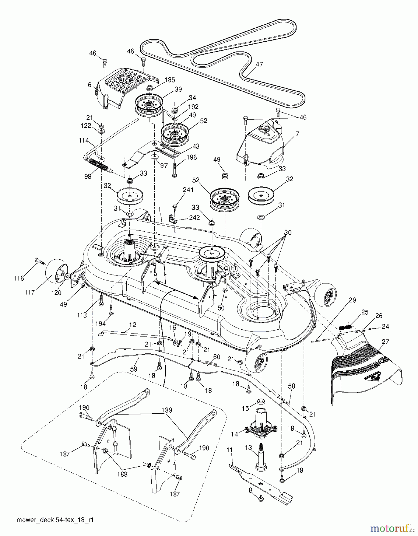 Poulan / Weed Eater Rasen und Gartentraktoren PB26H54YT (96042012702) - Poulan Pro Lawn Tractor (2011-07) MOWER DECK / CUTTING DECK