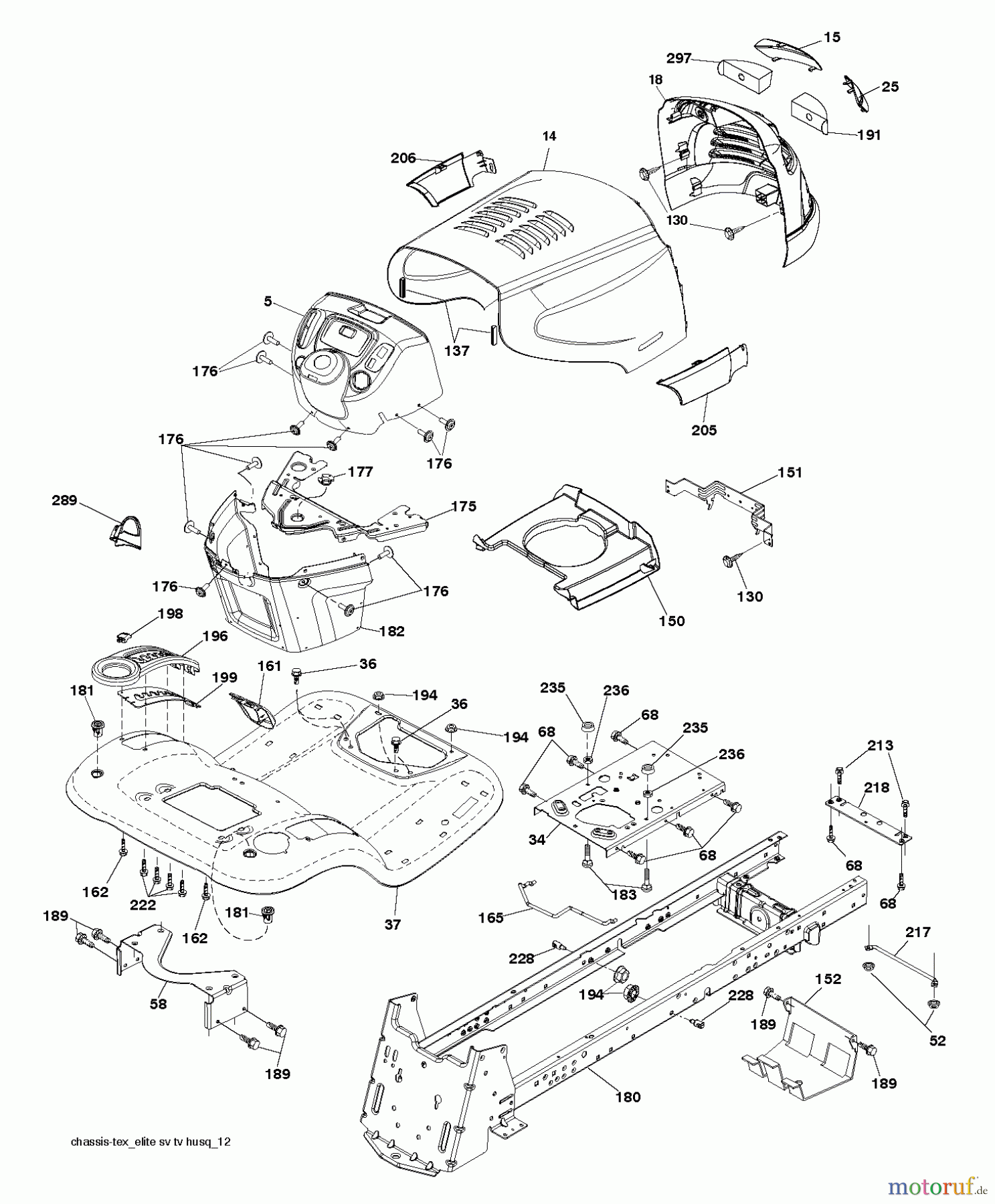  Poulan / Weed Eater Rasen und Gartentraktoren PBGT26H54 (96048002002) - Poulan Pro Lawn Tractor (2012-12) CHASSIS / FRAME