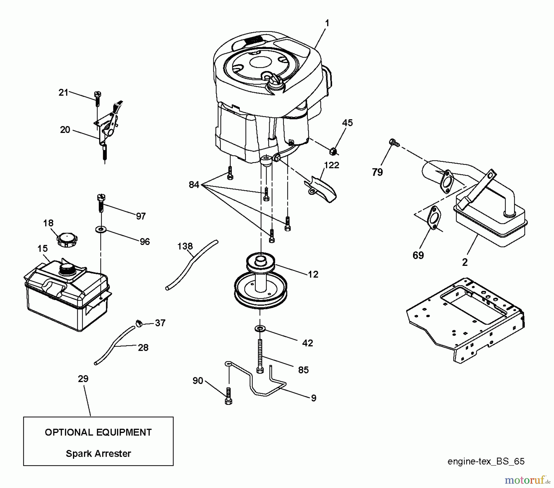 Poulan / Weed Eater Rasen und Gartentraktoren PO14538LT (96048002200) - Poulan Lawn Tractor (2012-02) ENGINE