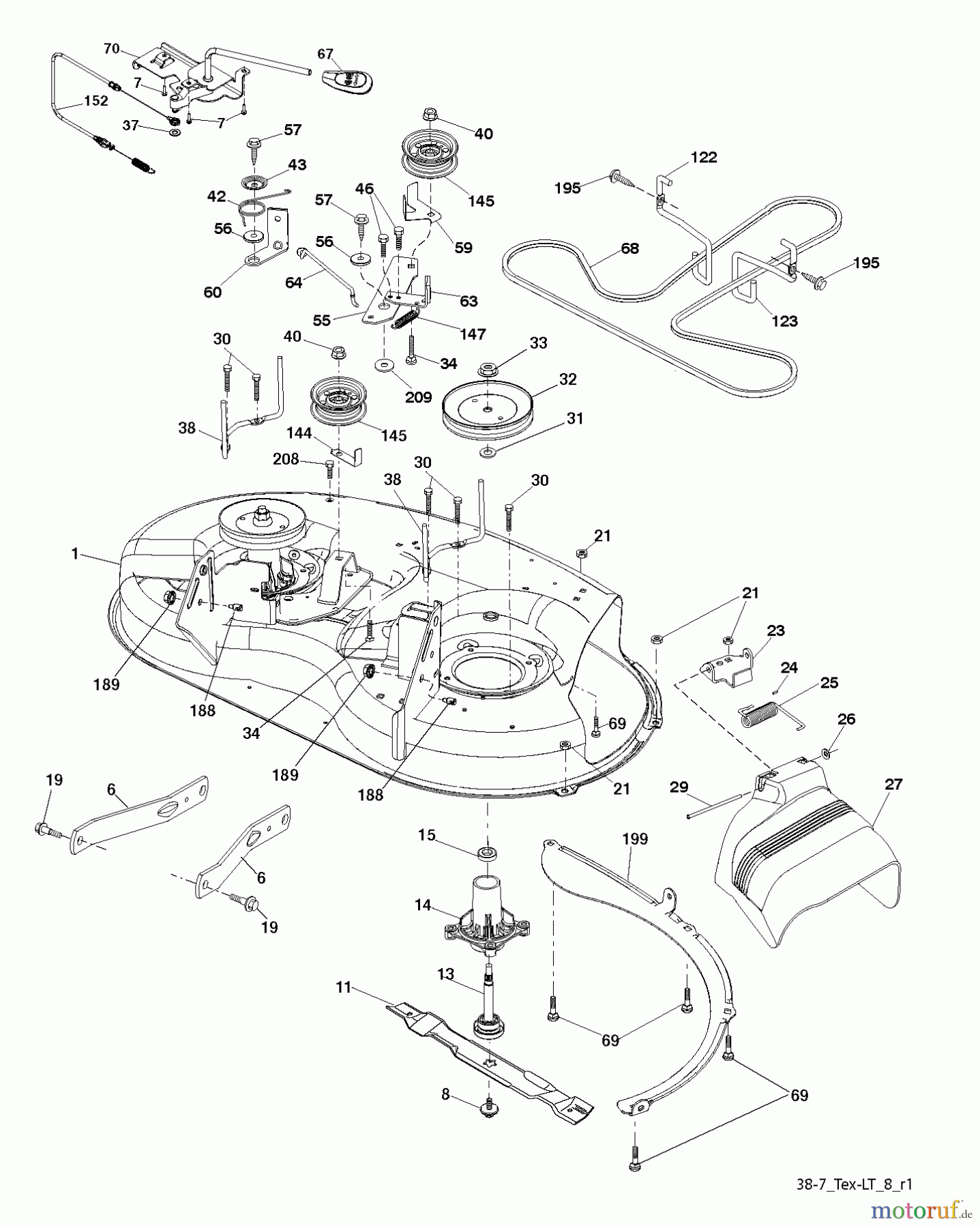 Poulan / Weed Eater Rasen und Gartentraktoren PO14538LT (96048004700) - Poulan Lawn Tractor (2012-11) MOWER DECK / CUTTING DECK