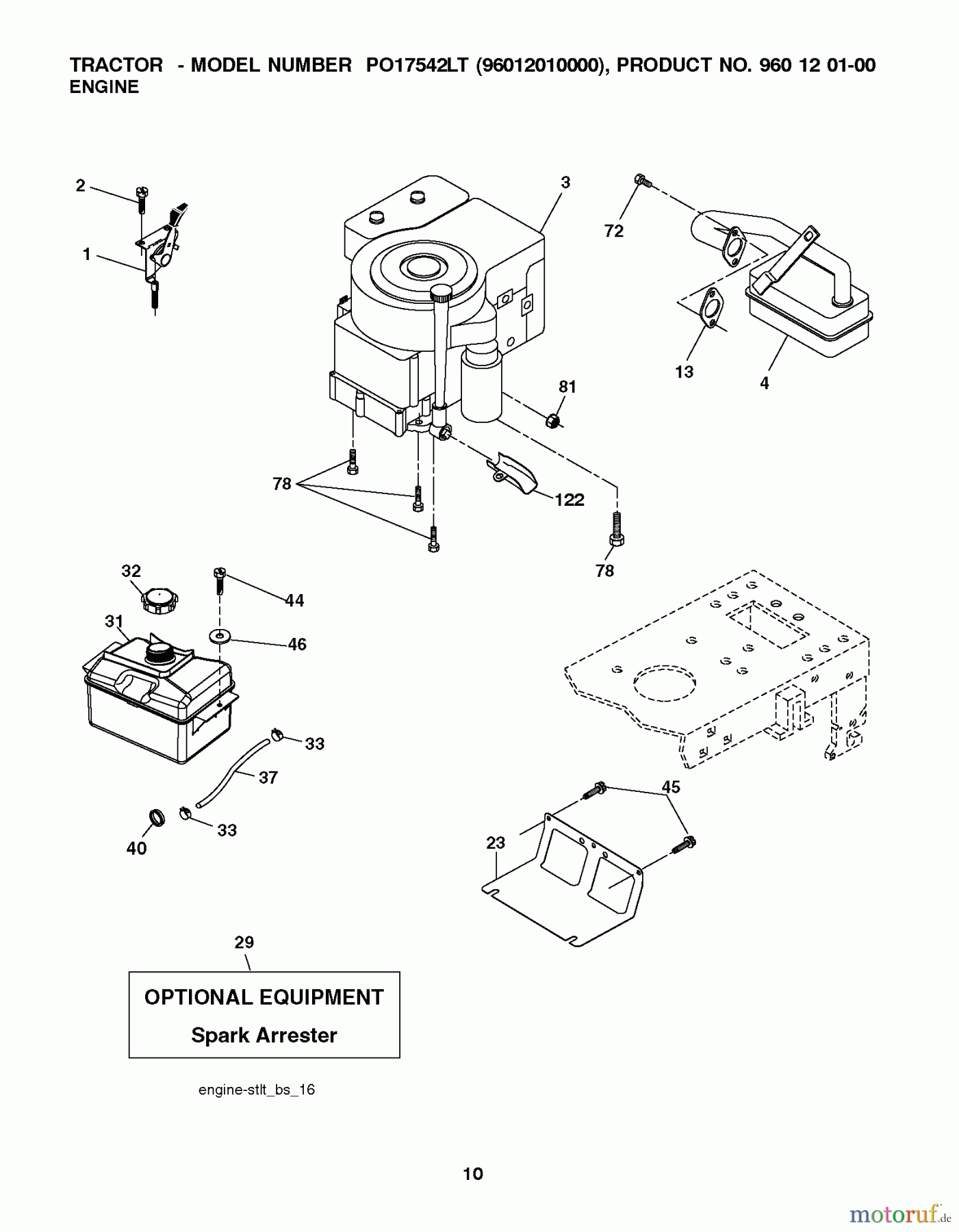 Poulan / Weed Eater Rasen und Gartentraktoren PO14542LT (96012011200) - Poulan Lawn Tractor (2010-09) ENGINE