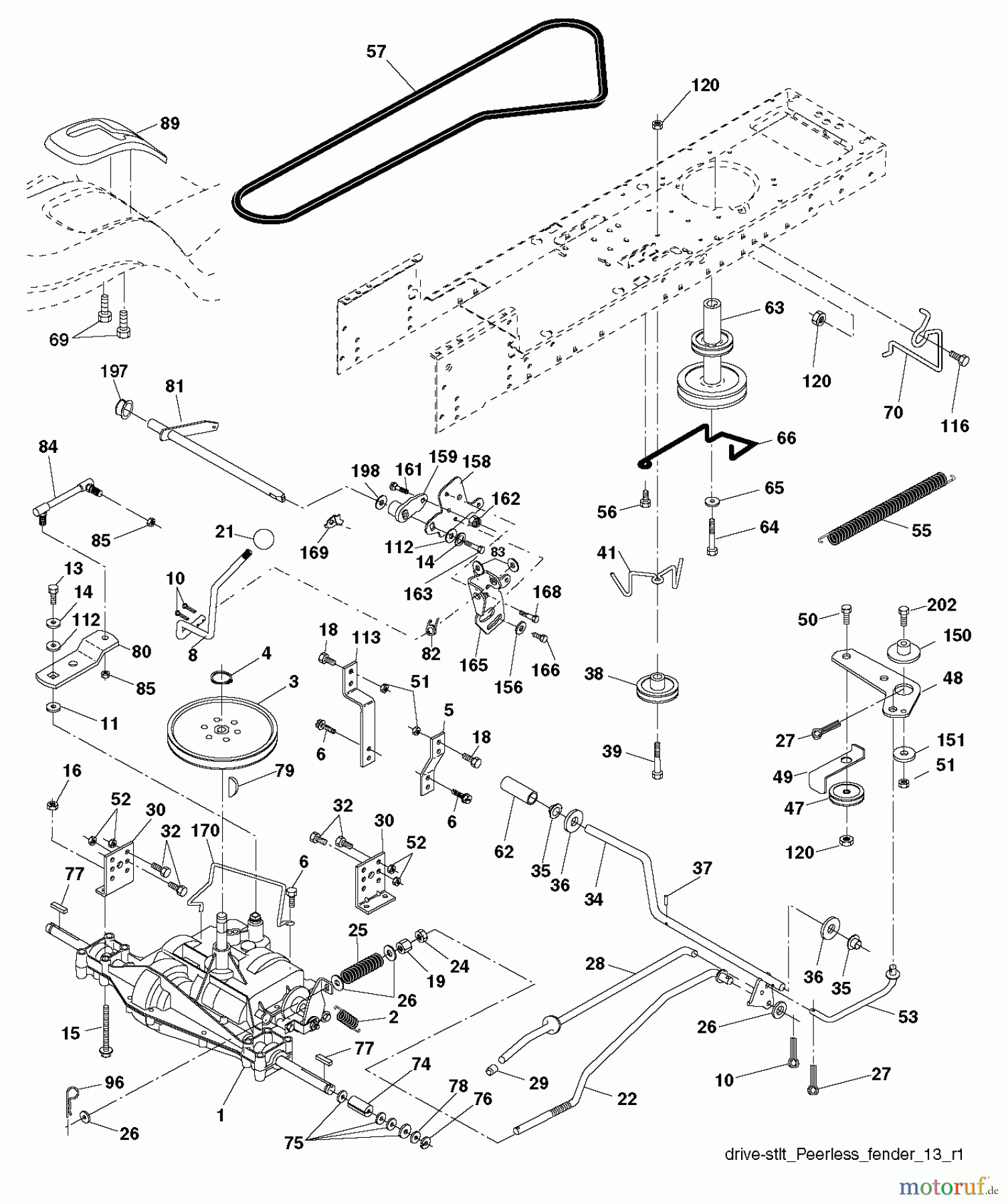  Poulan / Weed Eater Rasen und Gartentraktoren PO14542LT (96012011900) - Poulan Lawn Tractor (2011-03) DRIVE