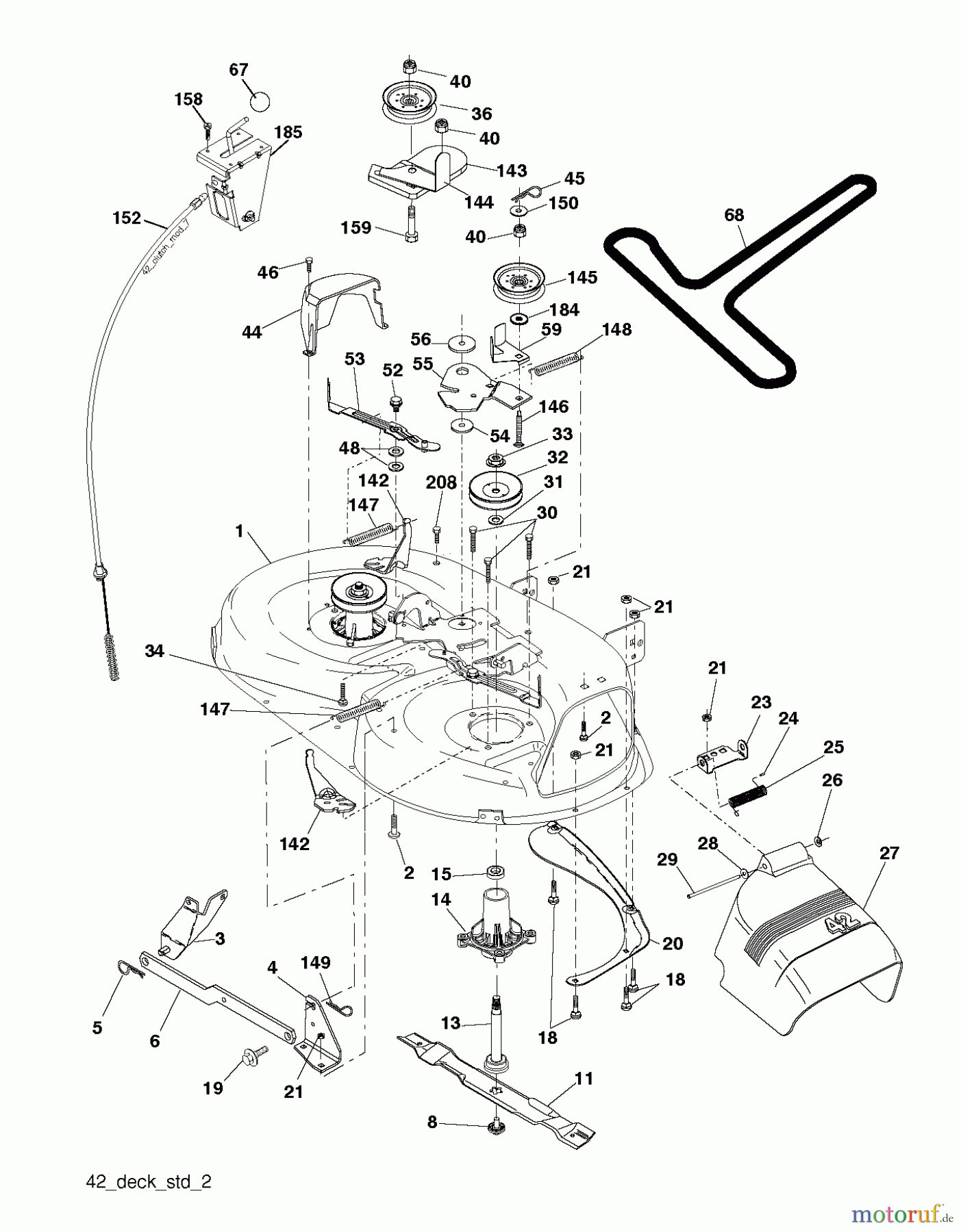 Poulan / Weed Eater Rasen und Gartentraktoren PO14542LT (96012011900) - Poulan Lawn Tractor (2011-03) MOWER DECK / CUTTING DECK
