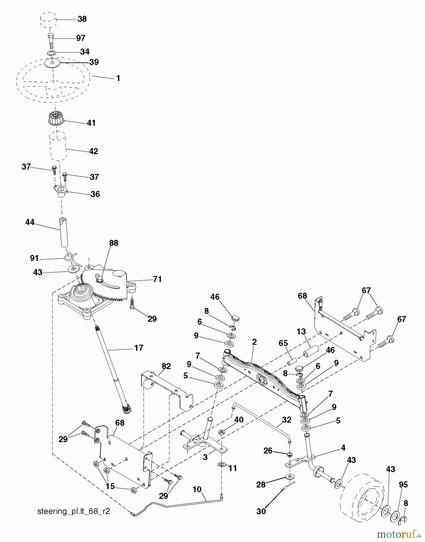 Poulan / Weed Eater Rasen und Gartentraktoren PO15538LT (96018000501) - Poulan Lawn Tractor (2011-08) STEERING