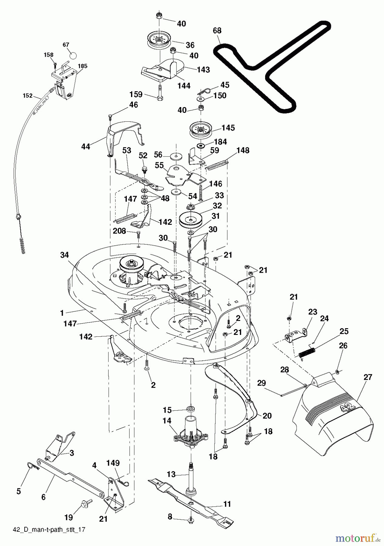  Poulan / Weed Eater Rasen und Gartentraktoren PO17542LT (96012011000) - Poulan Lawn Tractor (2010-09) MOWER DECK / CUTTING DECK