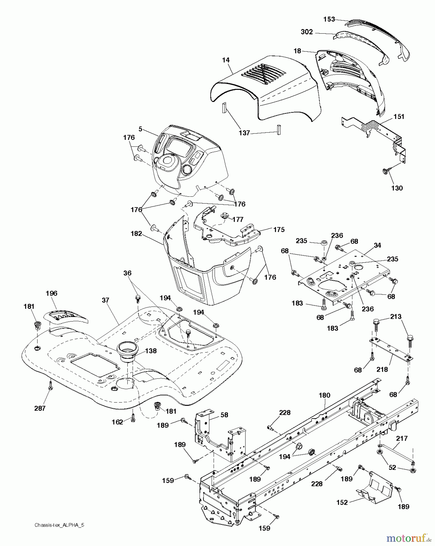 Poulan / Weed Eater Rasen und Gartentraktoren PO175A42LT (96048004800) - Poulan Lawn Tractor (2012-11) CHASSIS / FRAME
