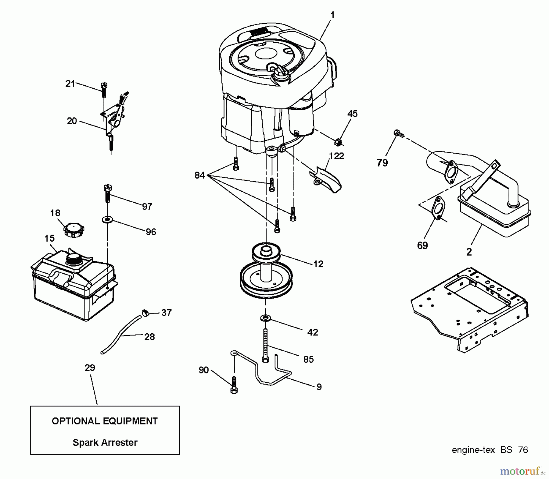 Poulan / Weed Eater Rasen und Gartentraktoren PO175A42LT (96048004800) - Poulan Lawn Tractor (2012-11) ENGINE