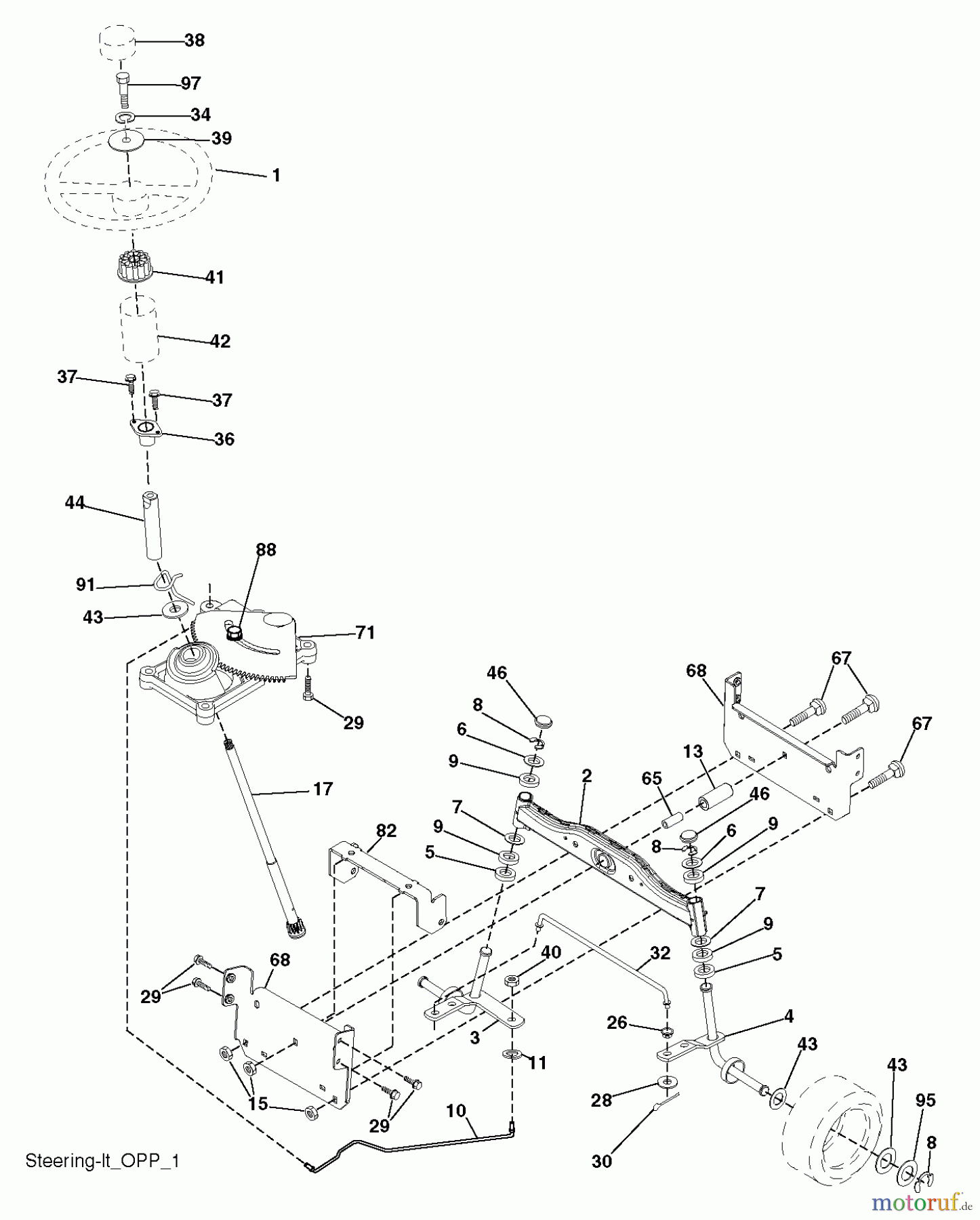 Poulan / Weed Eater Rasen und Gartentraktoren PO19542LT (96012012100) - Poulan Lawn Tractor (2011-03) STEERING