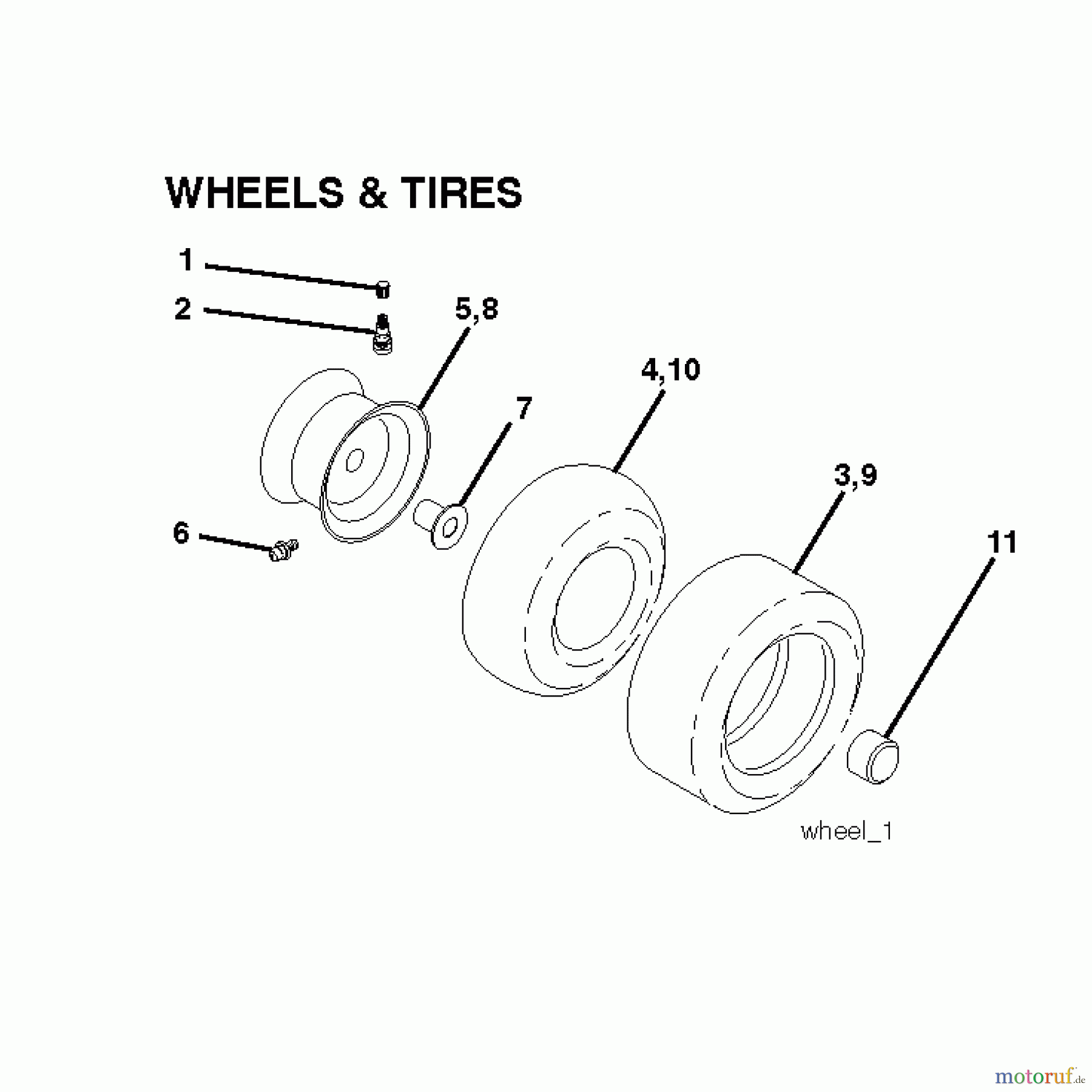 Poulan / Weed Eater Rasen und Gartentraktoren PO19542LT (96012012100) - Poulan Lawn Tractor (2011-03) WHEELS TIRES
