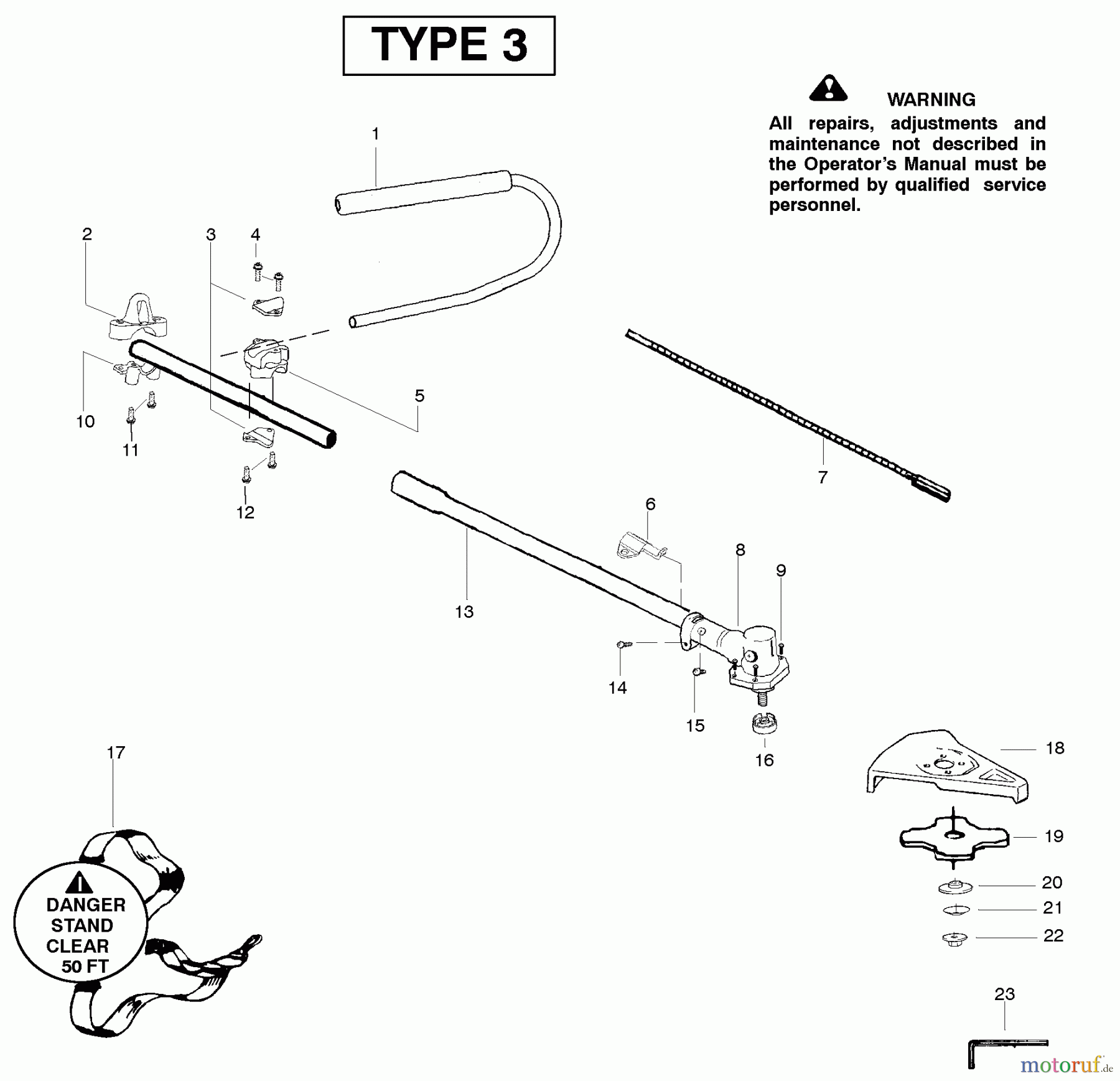 Poulan / Weed Eater Zubehör 4000C (Type 3) - Weed Eater Weed N Cut Brush-Cutter Attachment Shaft Type 3