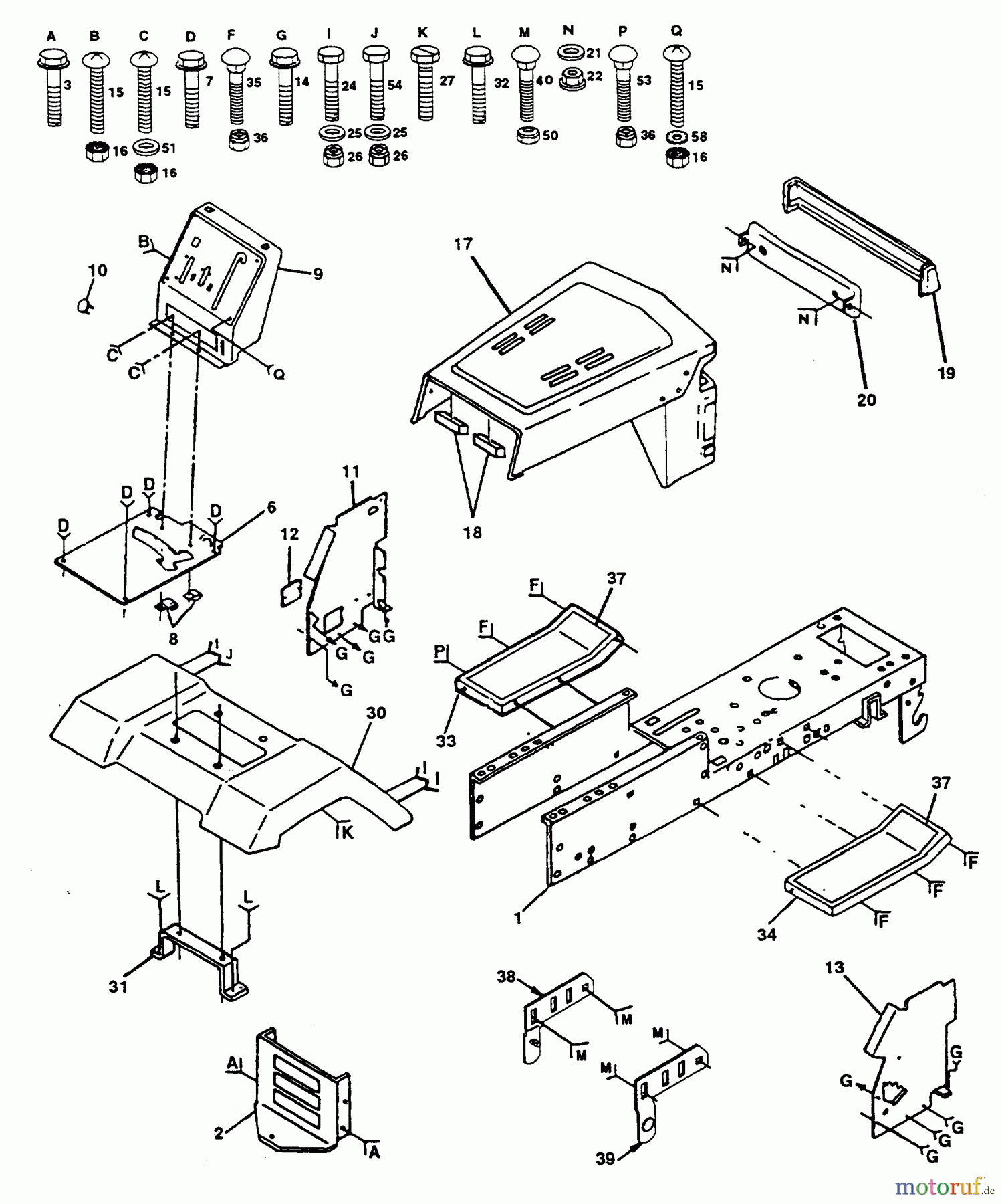 Poulan / Weed Eater Rasen und Gartentraktoren PP1242 - Poulan Pro Lawn Tractor CHASSIS AND ENCLOSURES