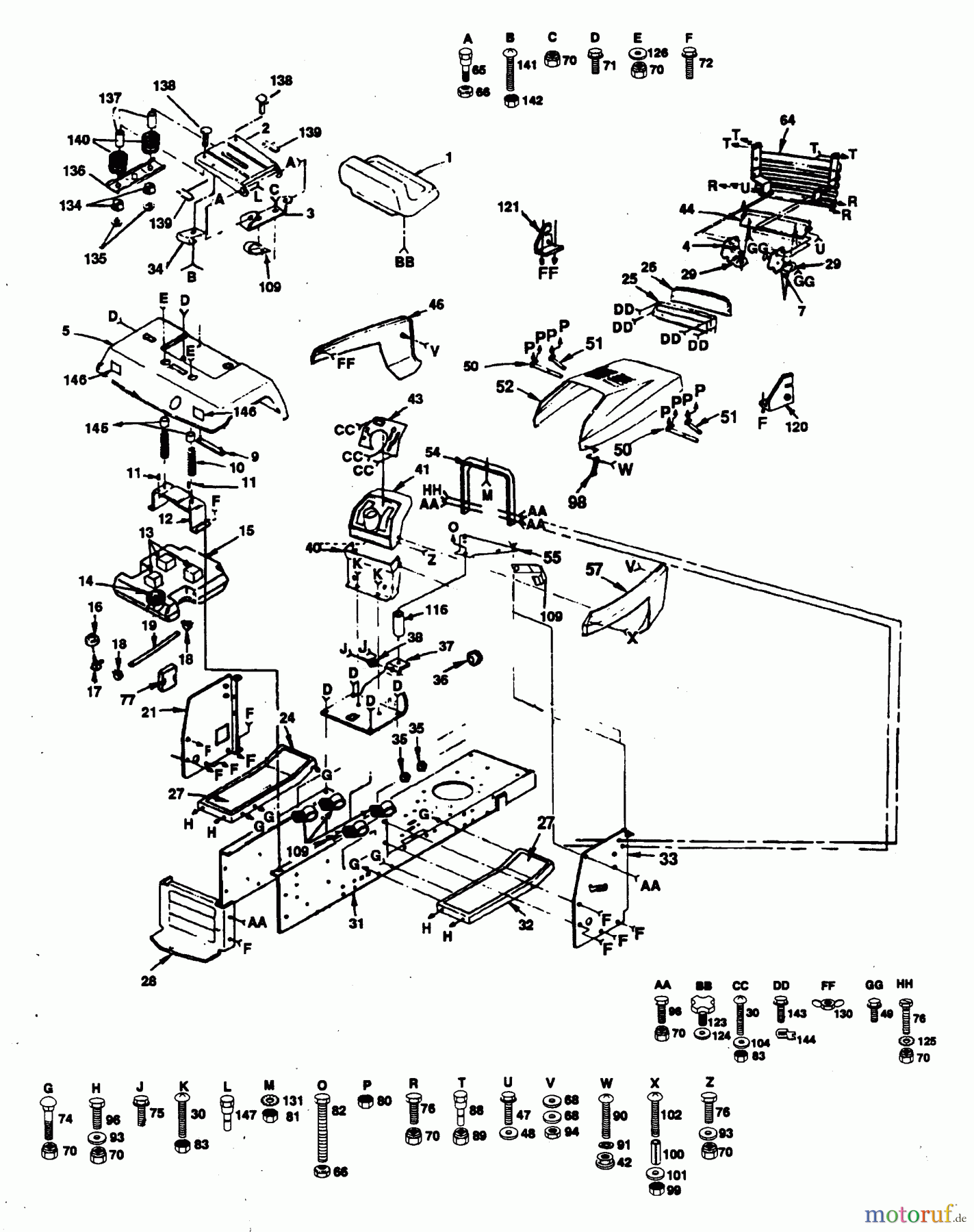  Poulan / Weed Eater Rasen und Gartentraktoren PP16H44B - Poulan Pro Lawn Tractor CHASSIS AND ENCLOSURES
