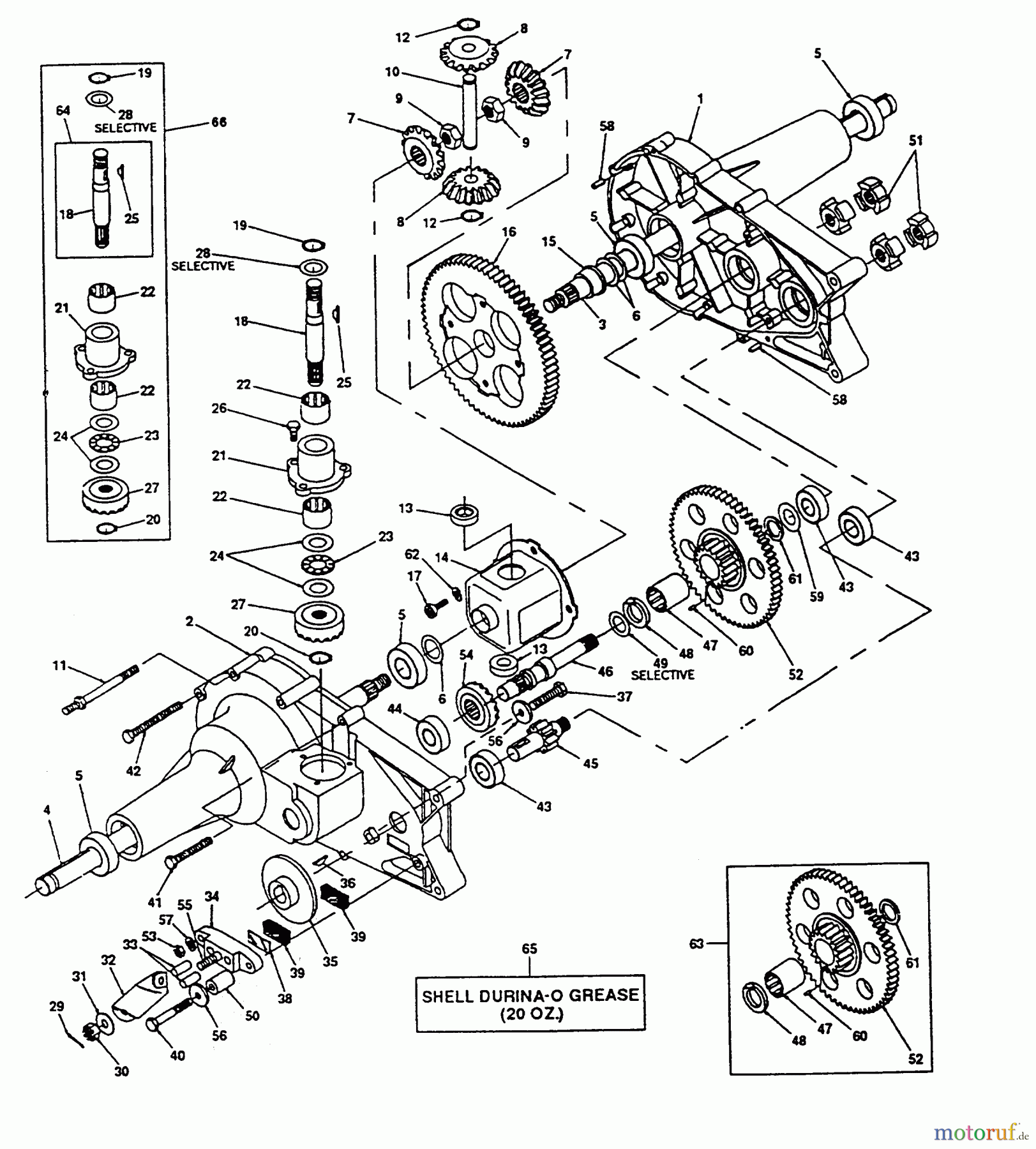 Poulan / Weed Eater Rasen und Gartentraktoren PP16H44C - Poulan Pro Lawn Tractor AGRI-FAB TRANSAXLE MODEL NUMBER 121431X