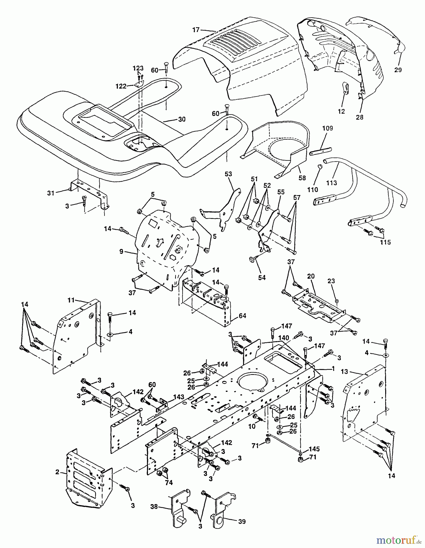 Poulan / Weed Eater Rasen und Gartentraktoren PP16H46 - Poulan Pro Lawn Tractor Chassis and Enclosures