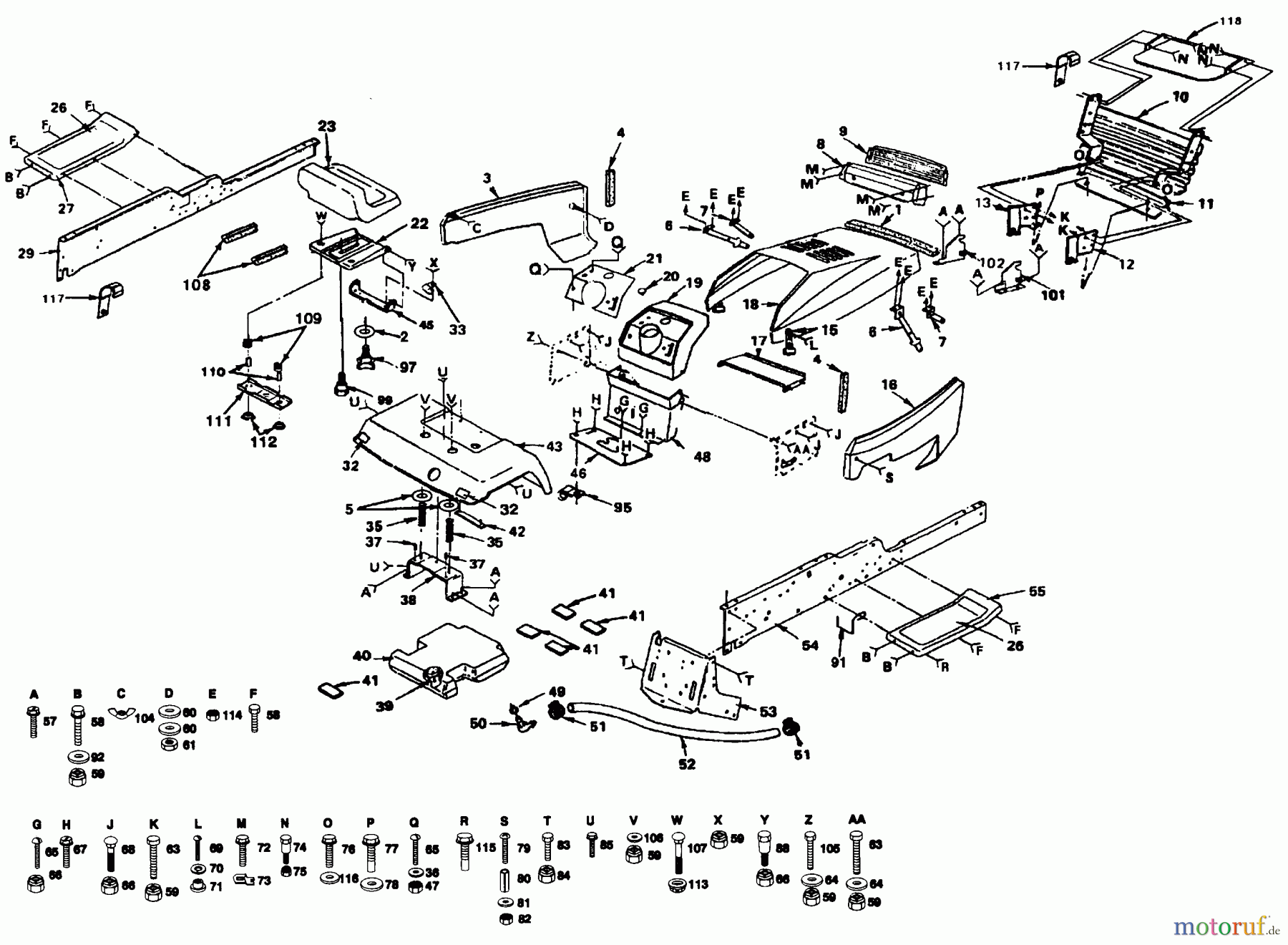 Poulan / Weed Eater Rasen und Gartentraktoren PP2050 - Poulan Pro Lawn Tractor FRAME, FENDER AND DRAWBAR