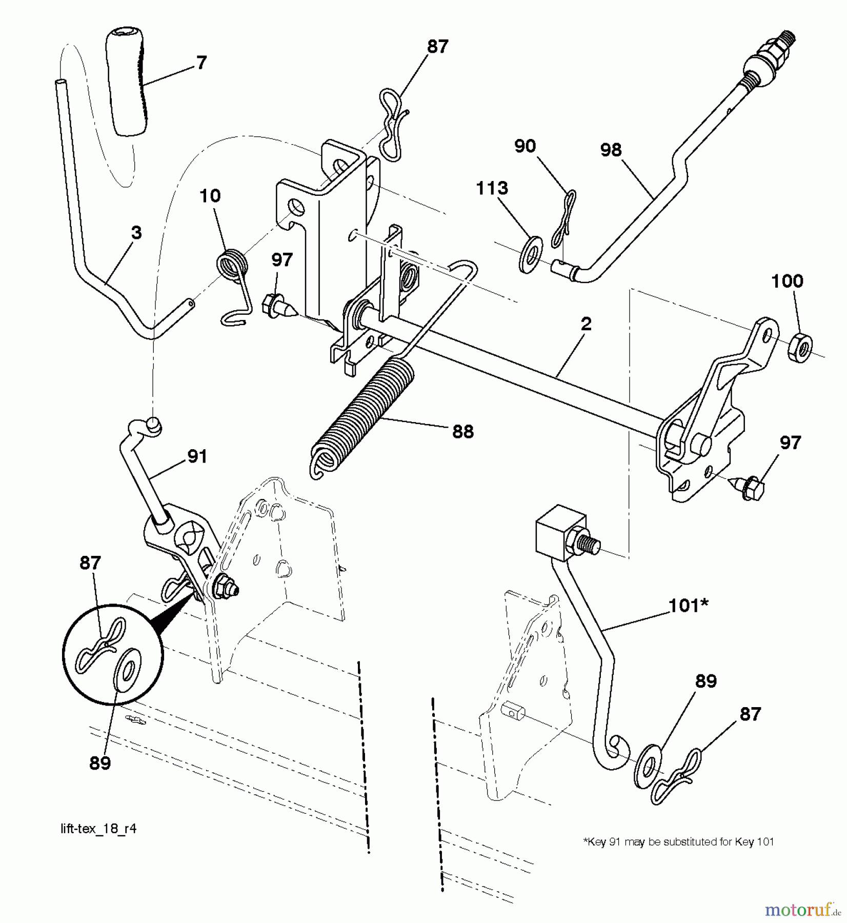 Poulan / Weed Eater Rasen und Gartentraktoren PXT12530 (96046003000) - Poulan XT Lawn Tractor (2010-01) MOWER LIFT / DECK LIFT
