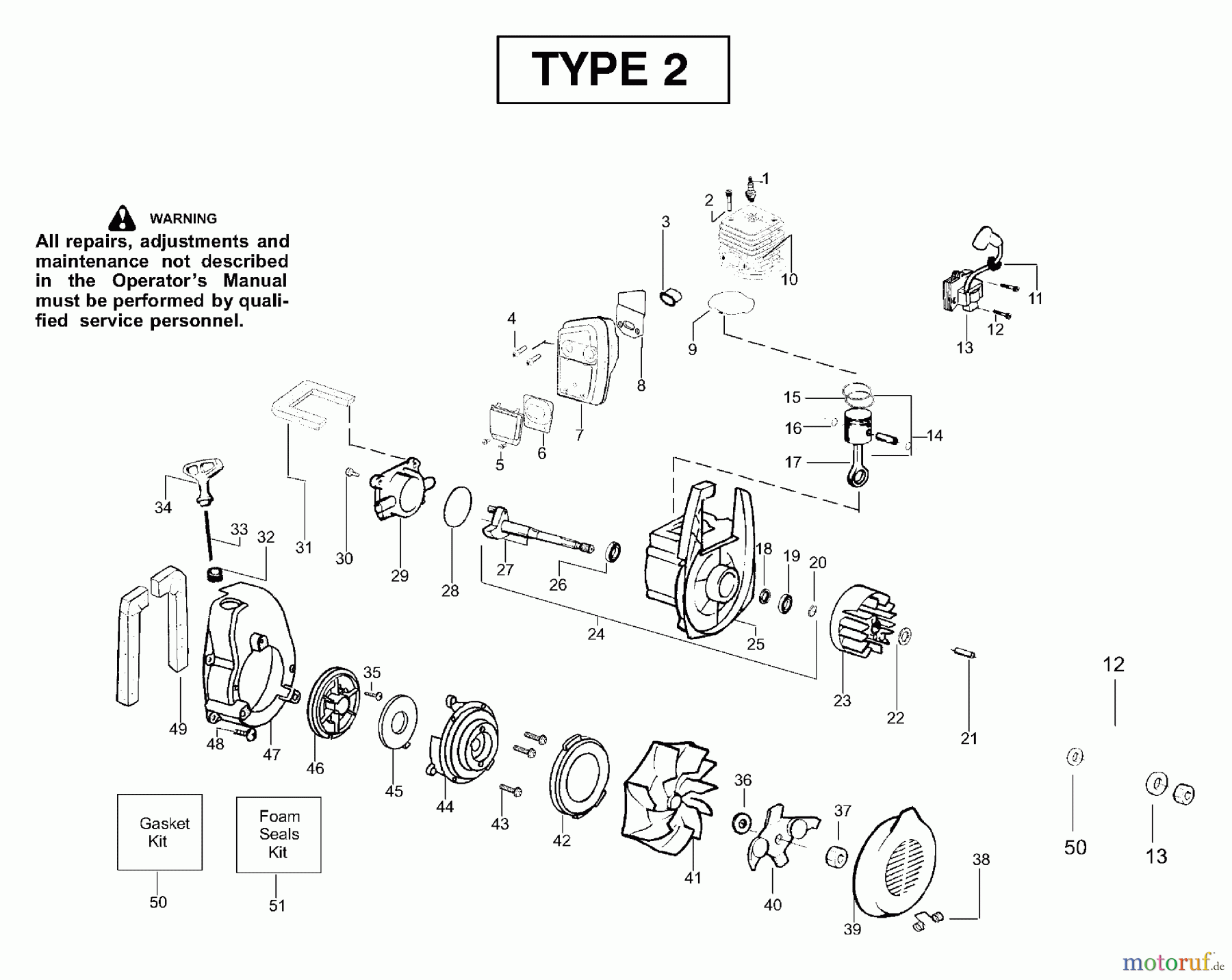 Poulan / Weed Eater Bläser / Sauger / Häcksler / Mulchgeräte BV1800LE (Type 2) - Weed Eater Barracuda Blower Engine Assembly Type 2