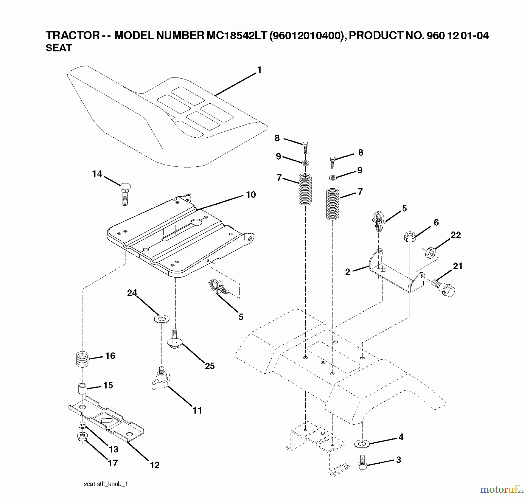 Poulan / Weed Eater Rasen und Gartentraktoren PXT12538 (96016002200) - Poulan XT Lawn Tractor (2010-10) SEAT