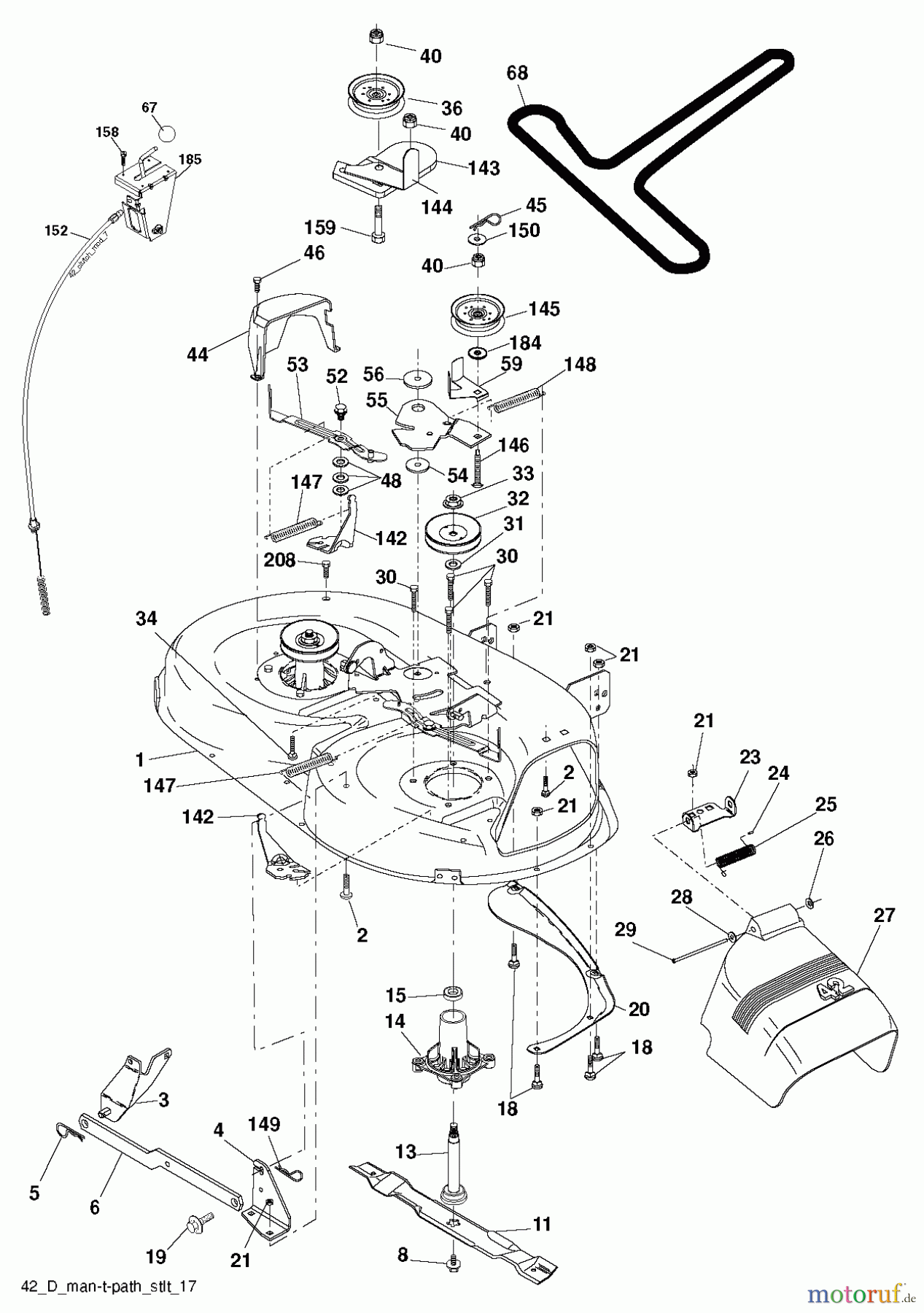 Poulan / Weed Eater Rasen und Gartentraktoren PXT175G42 (96016002600) - Poulan XT Lawn Tractor (2011-01) MOWER DECK / CUTTING DECK