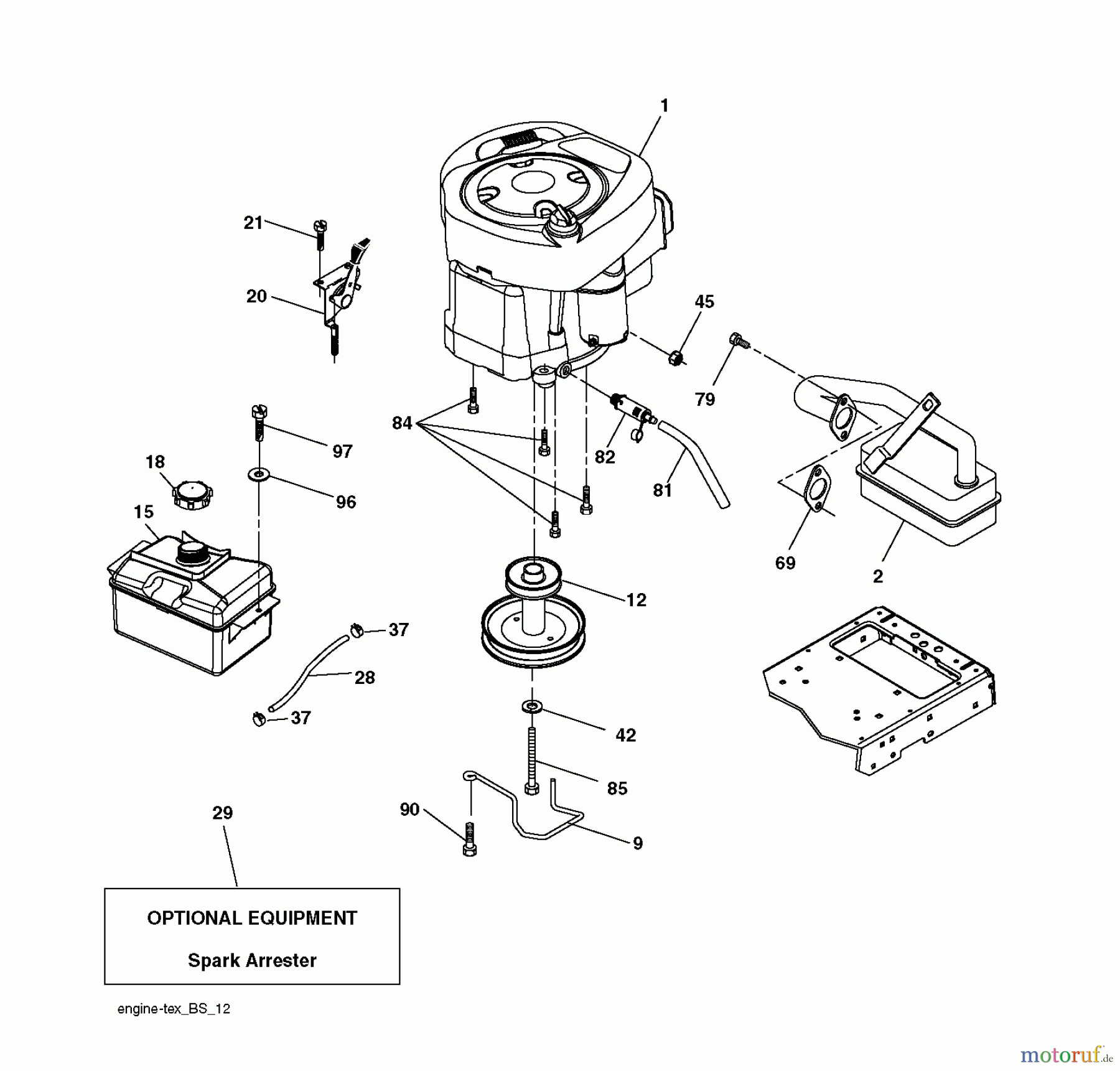Poulan / Weed Eater Rasen und Gartentraktoren W17542H (96041012000) - Weed Eater Lawn Tractor (2010-01) ENGINE