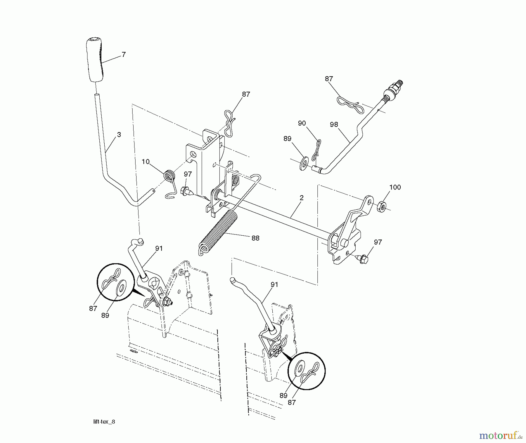 Poulan / Weed Eater Rasen und Gartentraktoren W17542H (96041012000) - Weed Eater Lawn Tractor (2010-01) MOWER LIFT / DECK LIFT