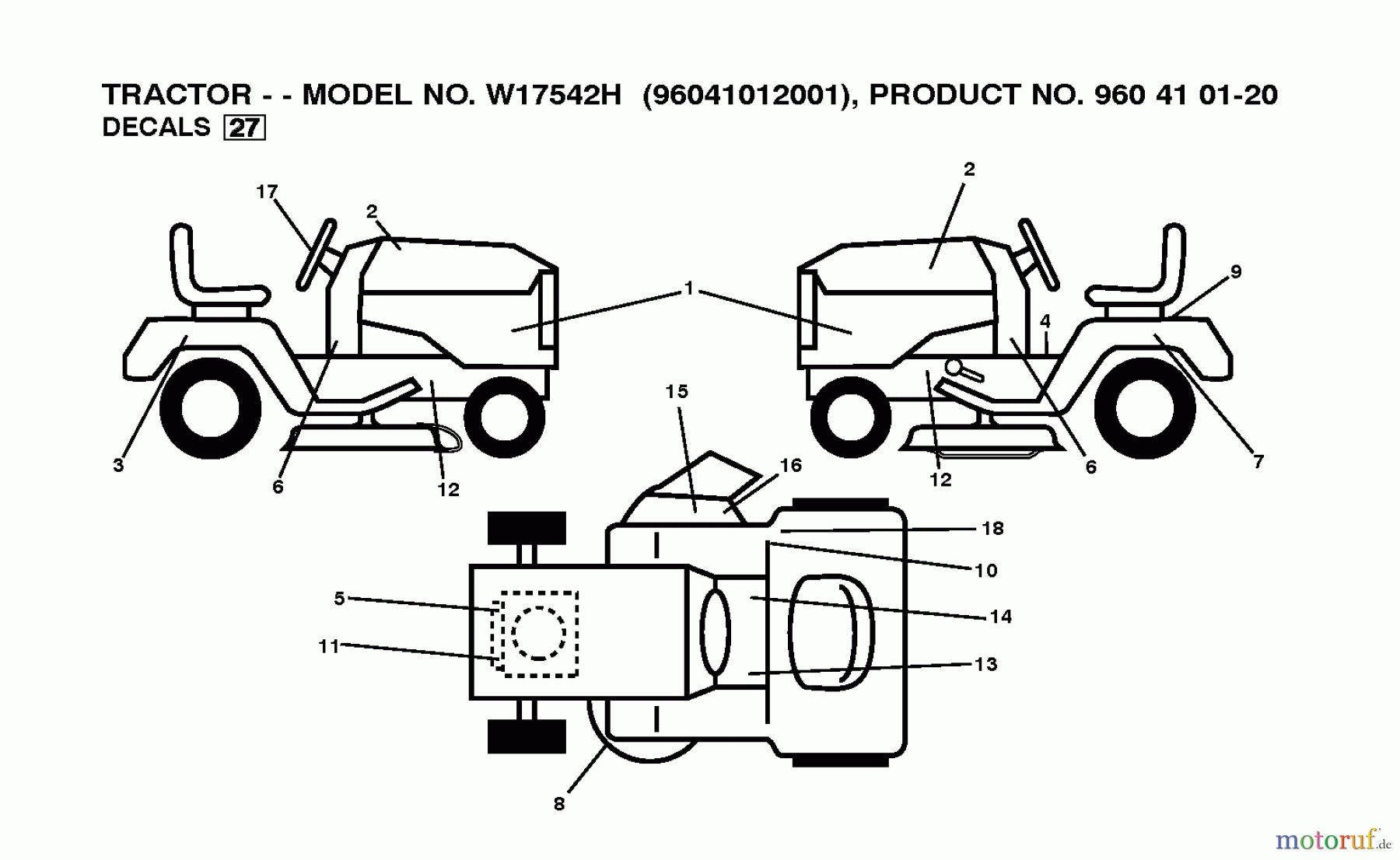 Poulan / Weed Eater Rasen und Gartentraktoren W17542H (96041012001) - Weed Eater Lawn Tractor (2010-01) DECALS