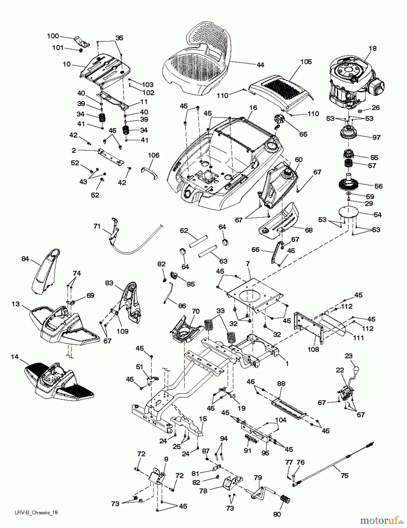  Poulan / Weed Eater Rasen und Gartentraktoren WELRVBA30 (96026000101) - Weed Eater Lawn Tractor (2011-10) CHASSIS ENCLOSURES