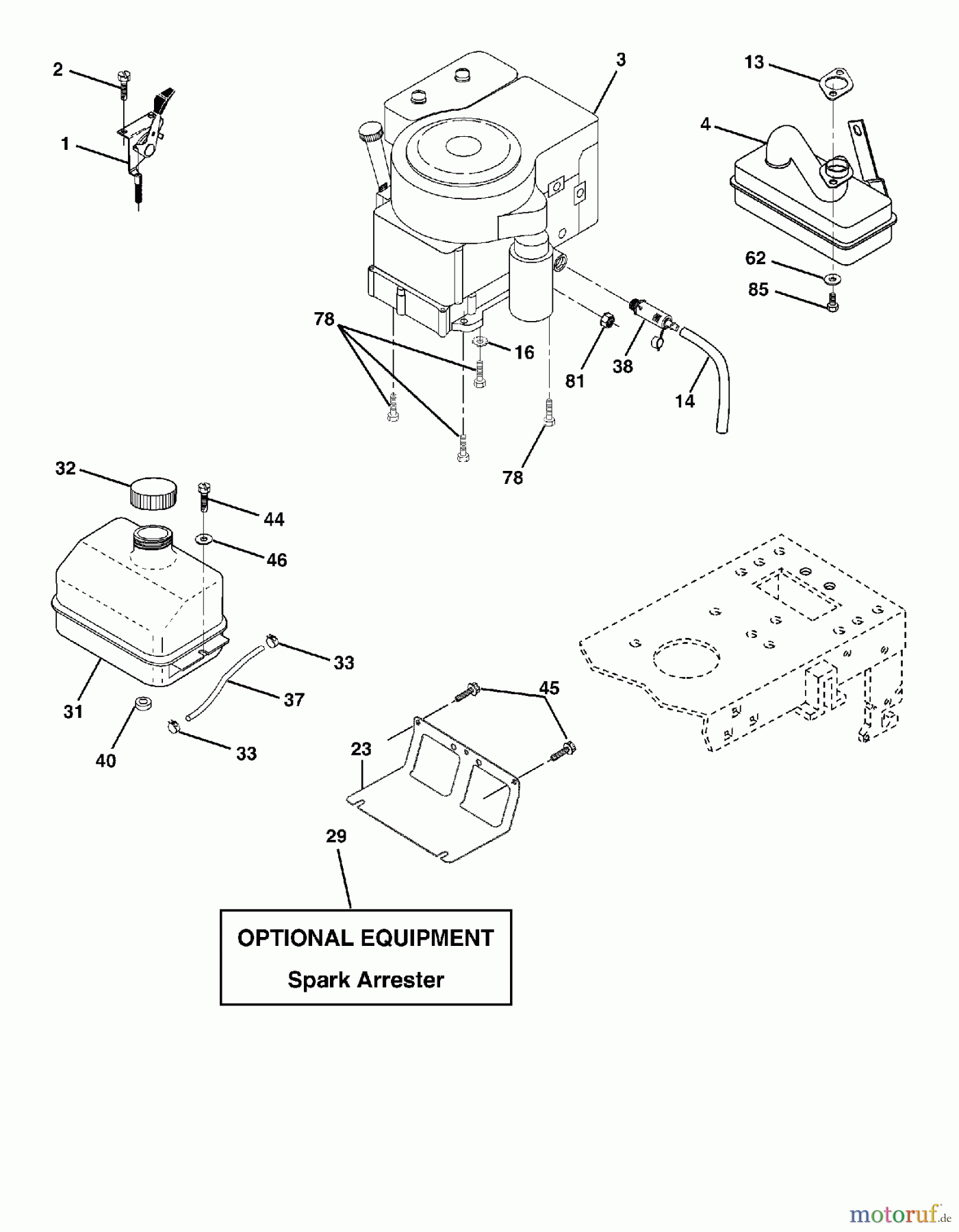  Poulan / Weed Eater Rasen und Gartentraktoren WET1742STA - Weed Eater Lawn Tractor (2003-01) ENGINE