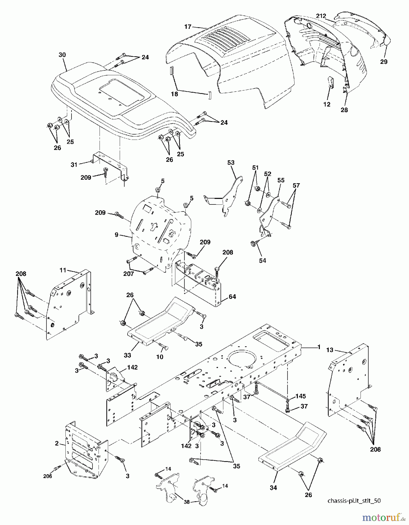 Poulan / Weed Eater Rasen und Gartentraktoren WET17H42STA - Weed Eater Lawn Tractor (2003-01) CHASSIS ENCLOSURES