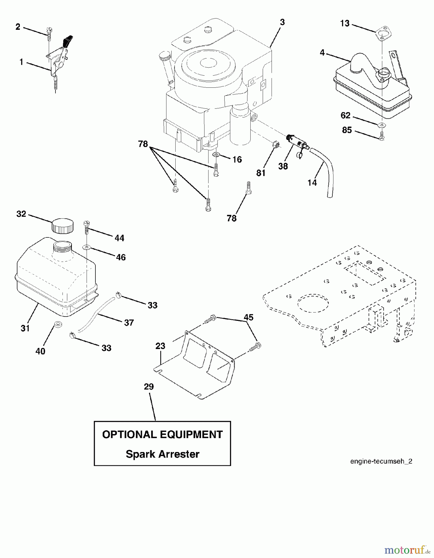 Poulan / Weed Eater Rasen und Gartentraktoren WET17H42STA - Weed Eater Lawn Tractor (2003-01) ENGINE
